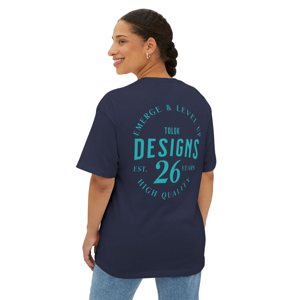 Designs 26 Graphic Tee — Minimal Retro Logo Oversized Boxy T‑Shirt