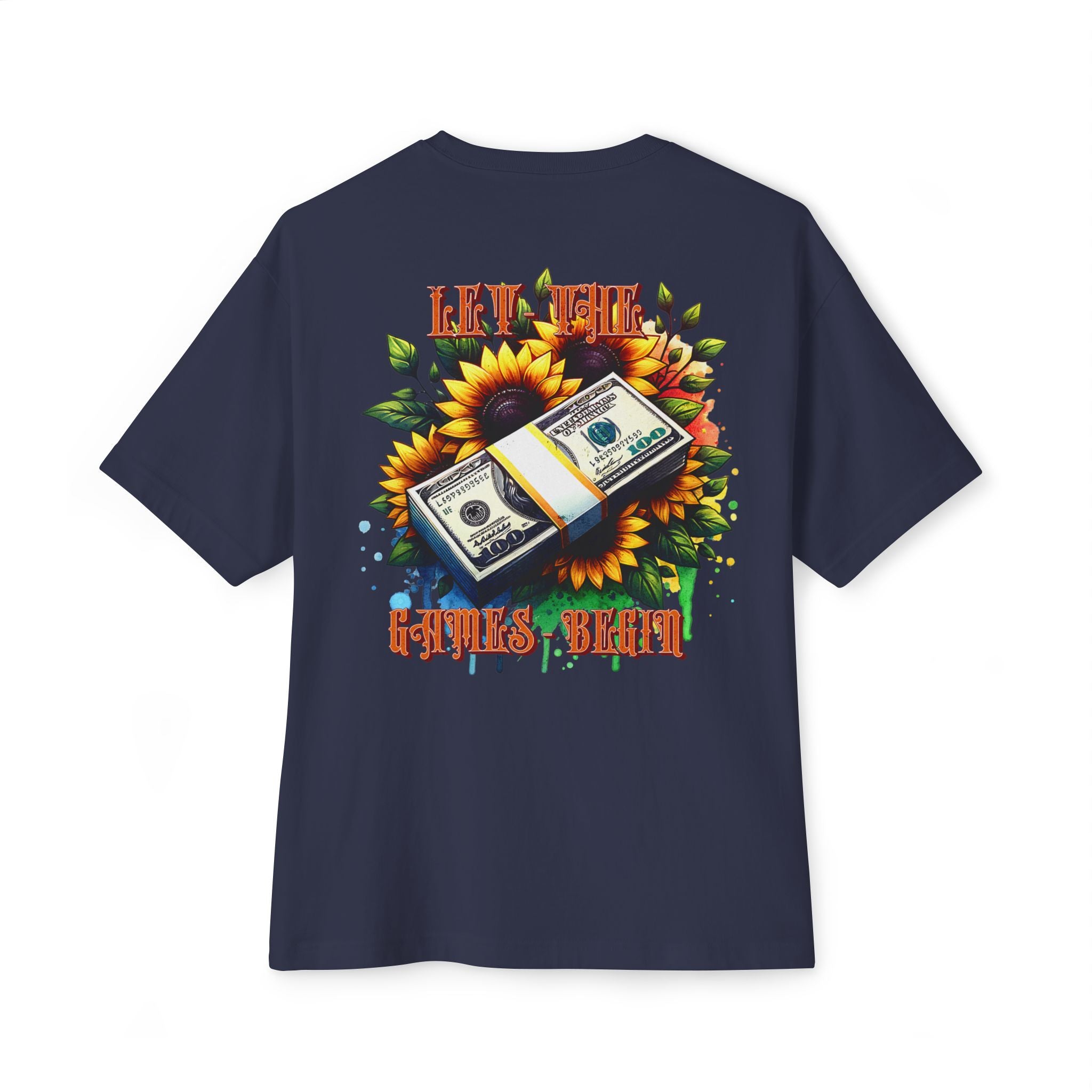 Money & Sunflowers Graphic Tee — "Let the Money Bloom" Oversized Boxy T‑Shirt