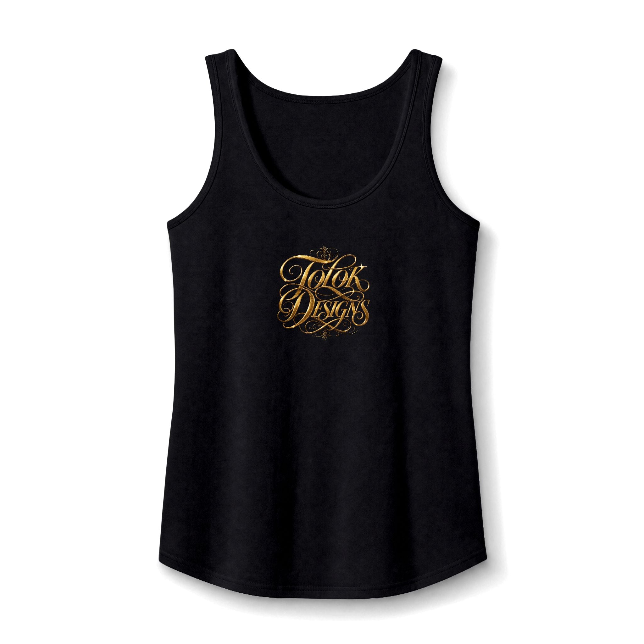 Women's Tank Top — Gold Script "Hot Mess" Small Chest Design