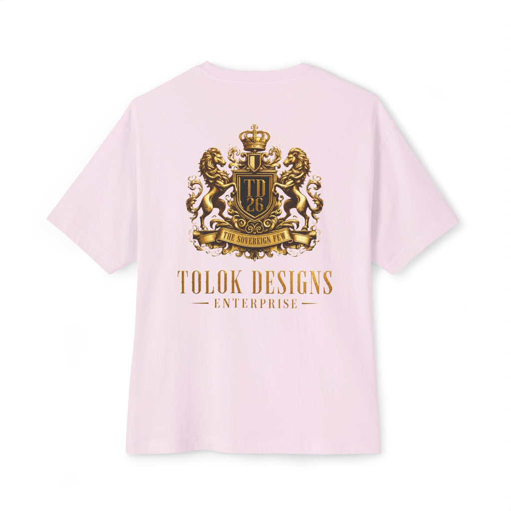 Minimalist 'Lucky Coin' Oversized Tee — Small Gold Coin Graphic Chest Print