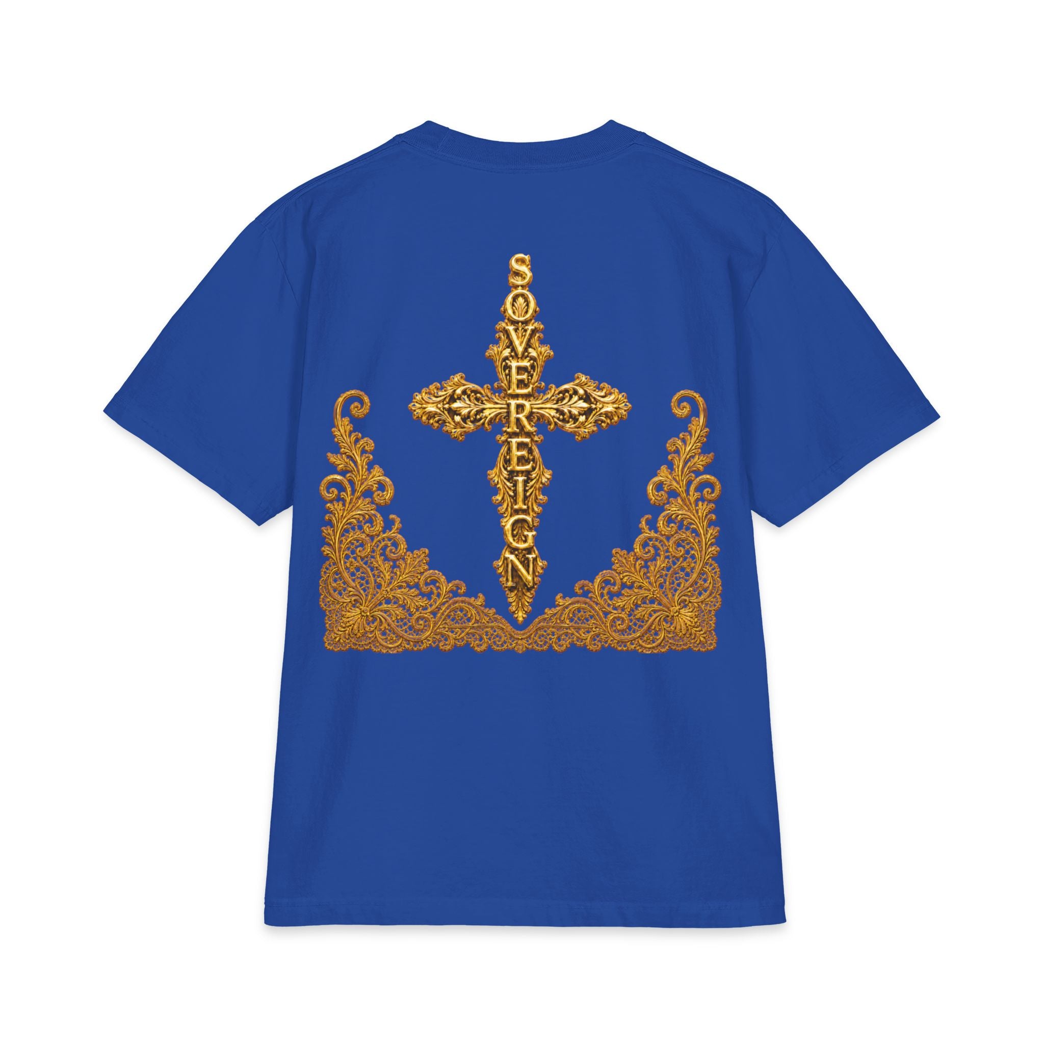 Sovereign Gold Cross T‑Shirt — Ornate Religious Graphic Tee