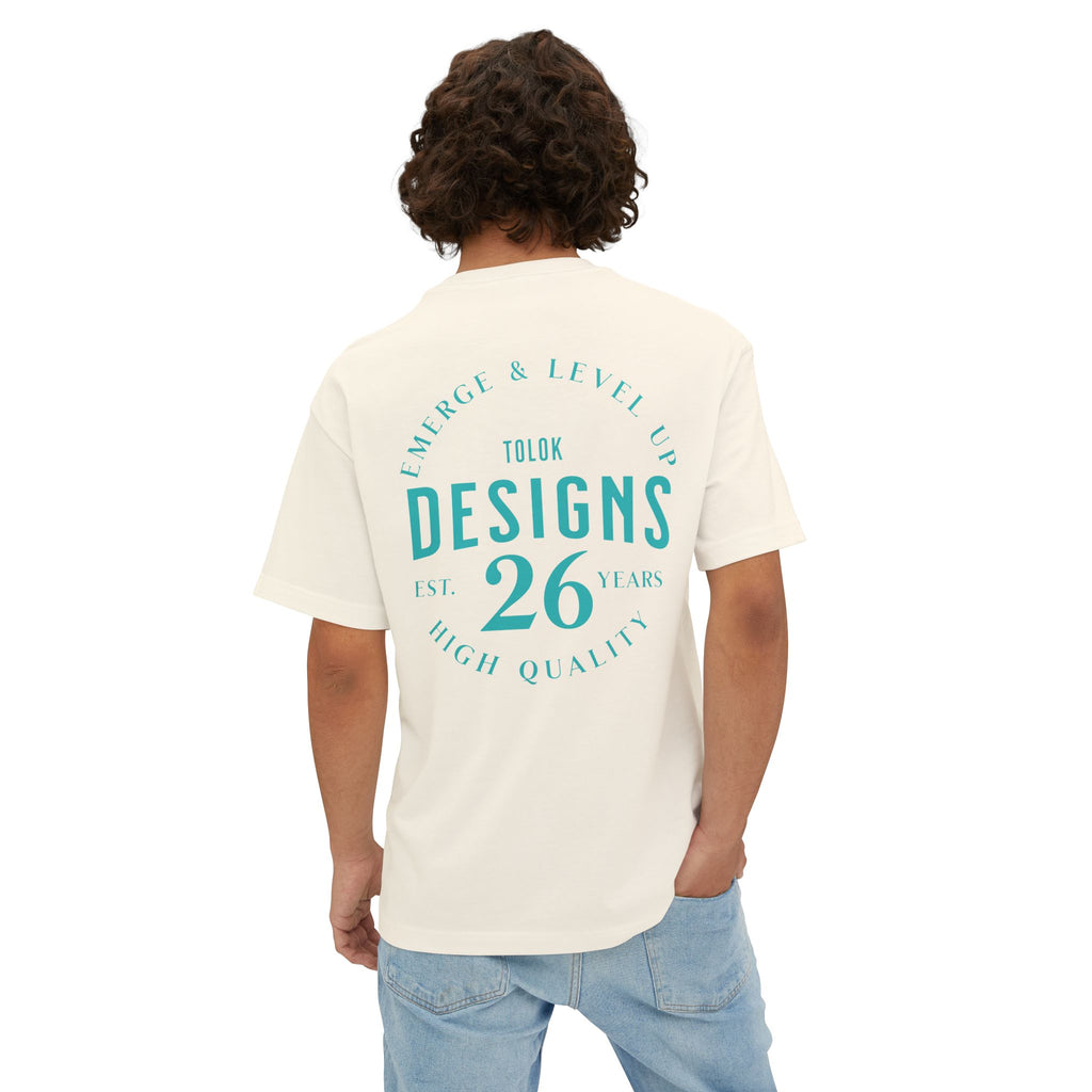 Designs 26 Graphic Tee — Minimal Retro Logo Oversized Boxy T‑Shirt