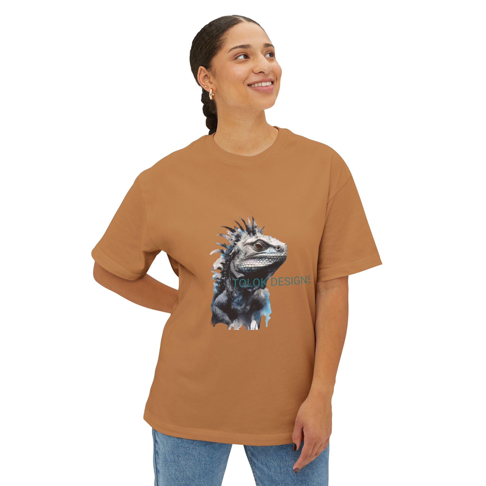 Iguana Portrait Tee — Botanical Watercolor Reptile T-Shirt
