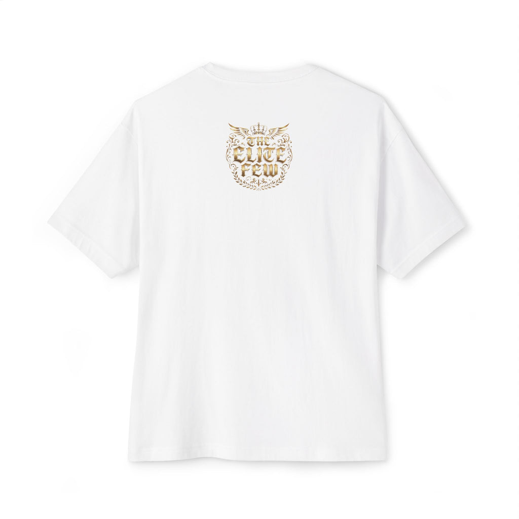 Boxy Tee — Minimal Gold Floral Front & 'Elite Crew' Back Graphic