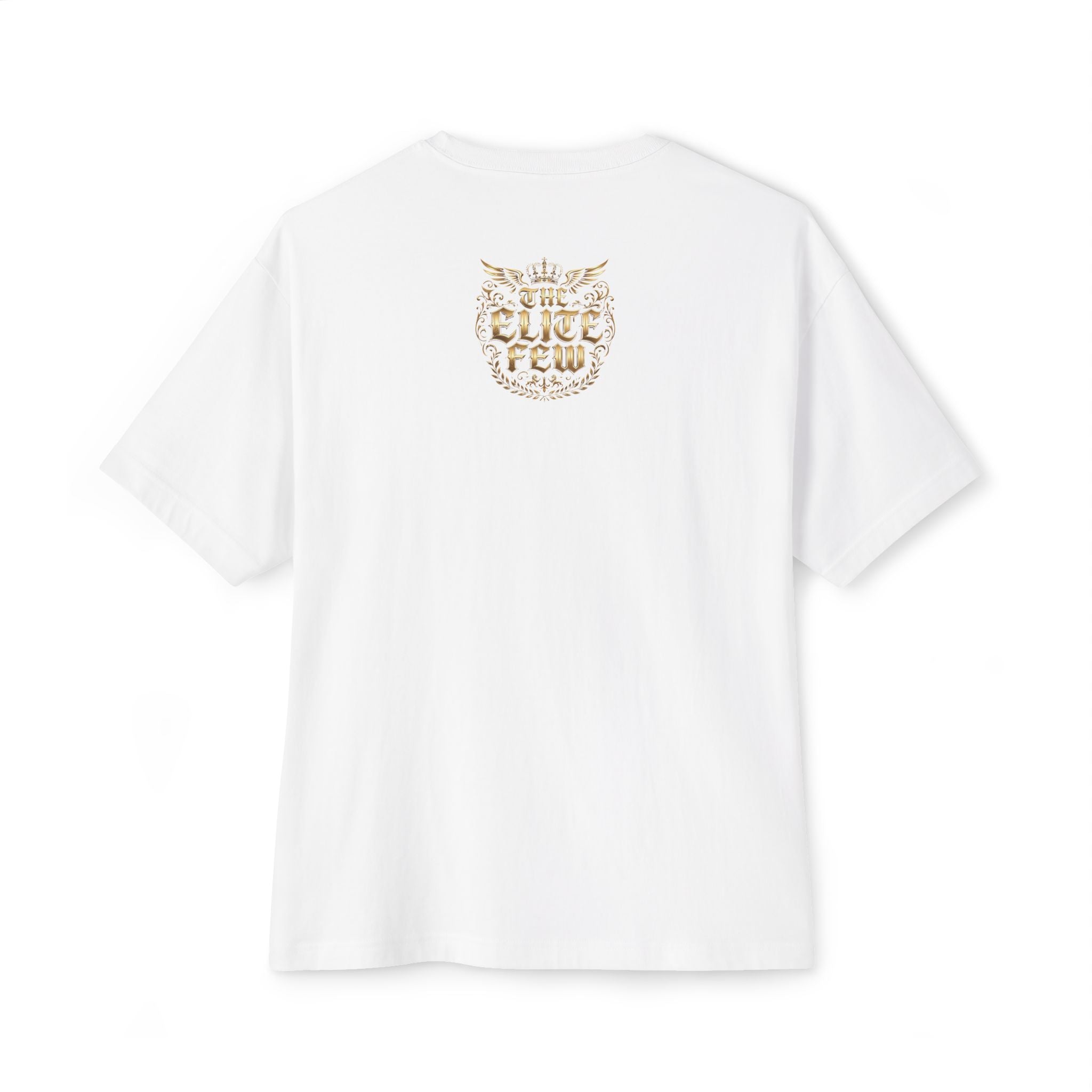 Boxy Tee — Minimal Gold Floral Front & 'Elite Crew' Back Graphic