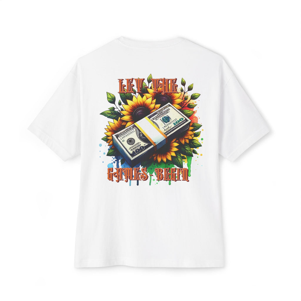 Money & Sunflowers Graphic Tee — "Let the Money Bloom" Oversized Boxy T‑Shirt