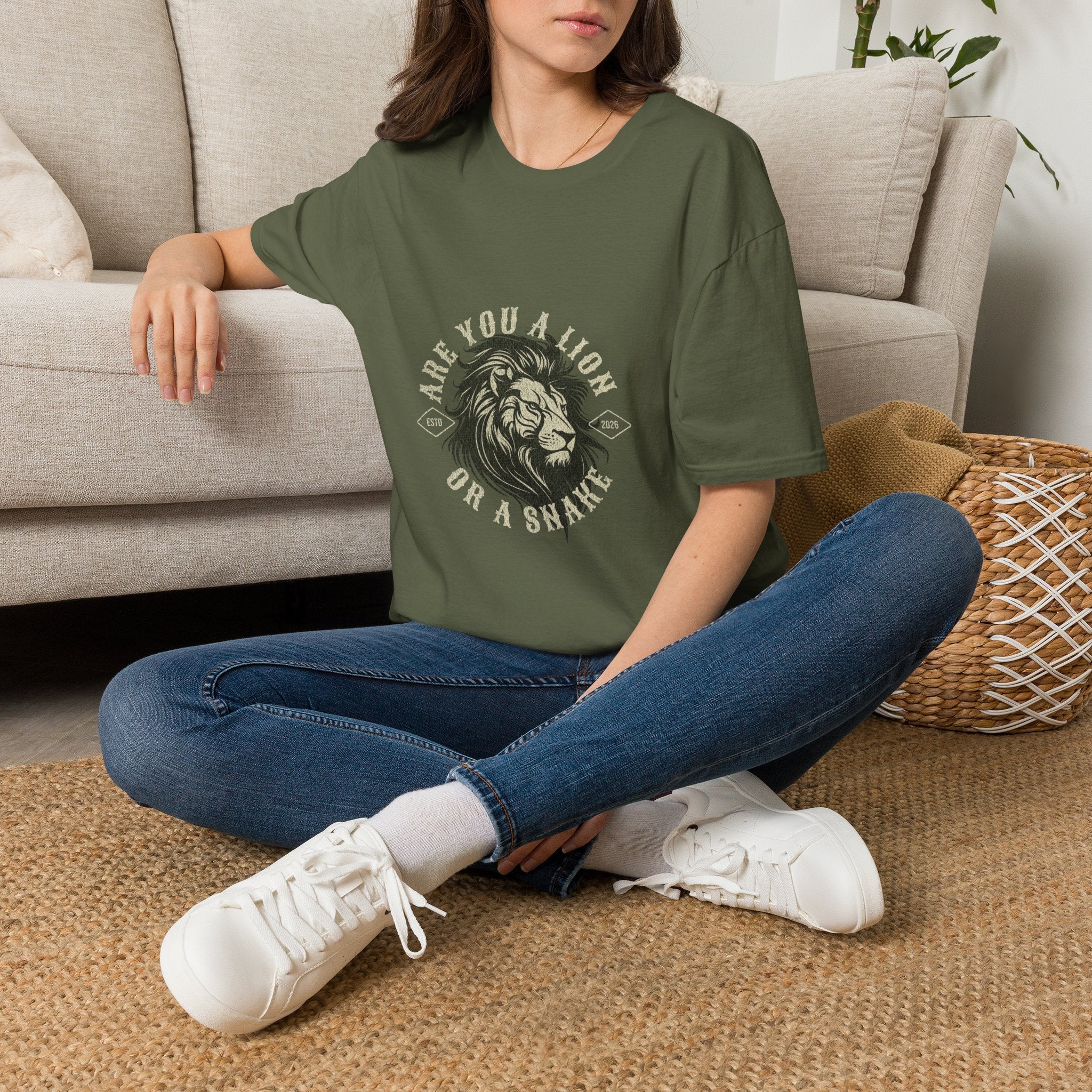 Are You a Lion or a Snake? Graphic Tee — Vintage Lion Emblem T-Shirt