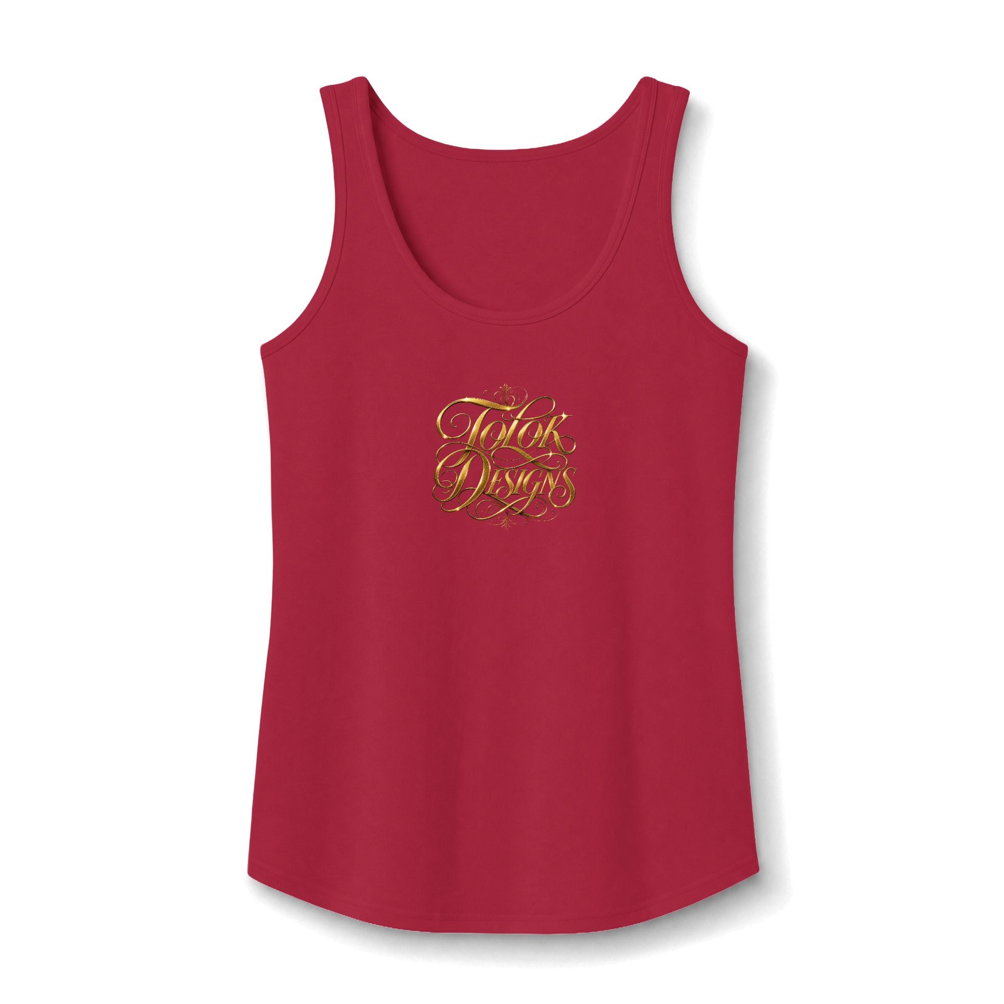 Women's Tank Top — Gold Script "Hot Mess" Small Chest Design