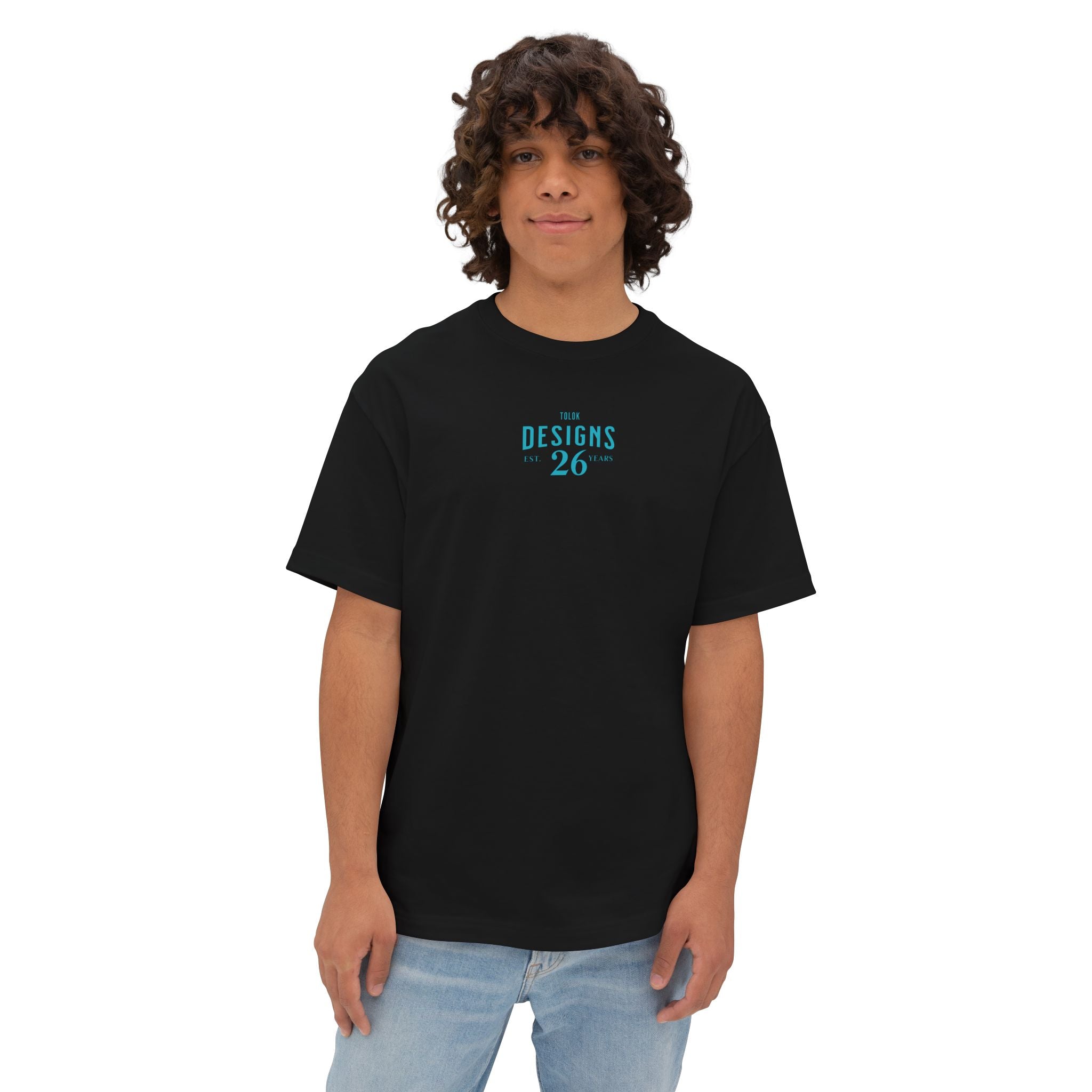 Designs 26 Graphic Tee — Minimal Retro Logo Oversized Boxy T‑Shirt