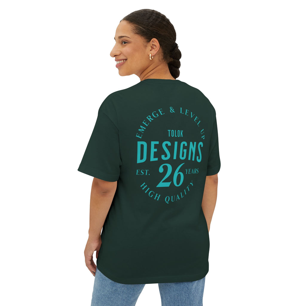 Designs 26 Graphic Tee — Minimal Retro Logo Oversized Boxy T‑Shirt