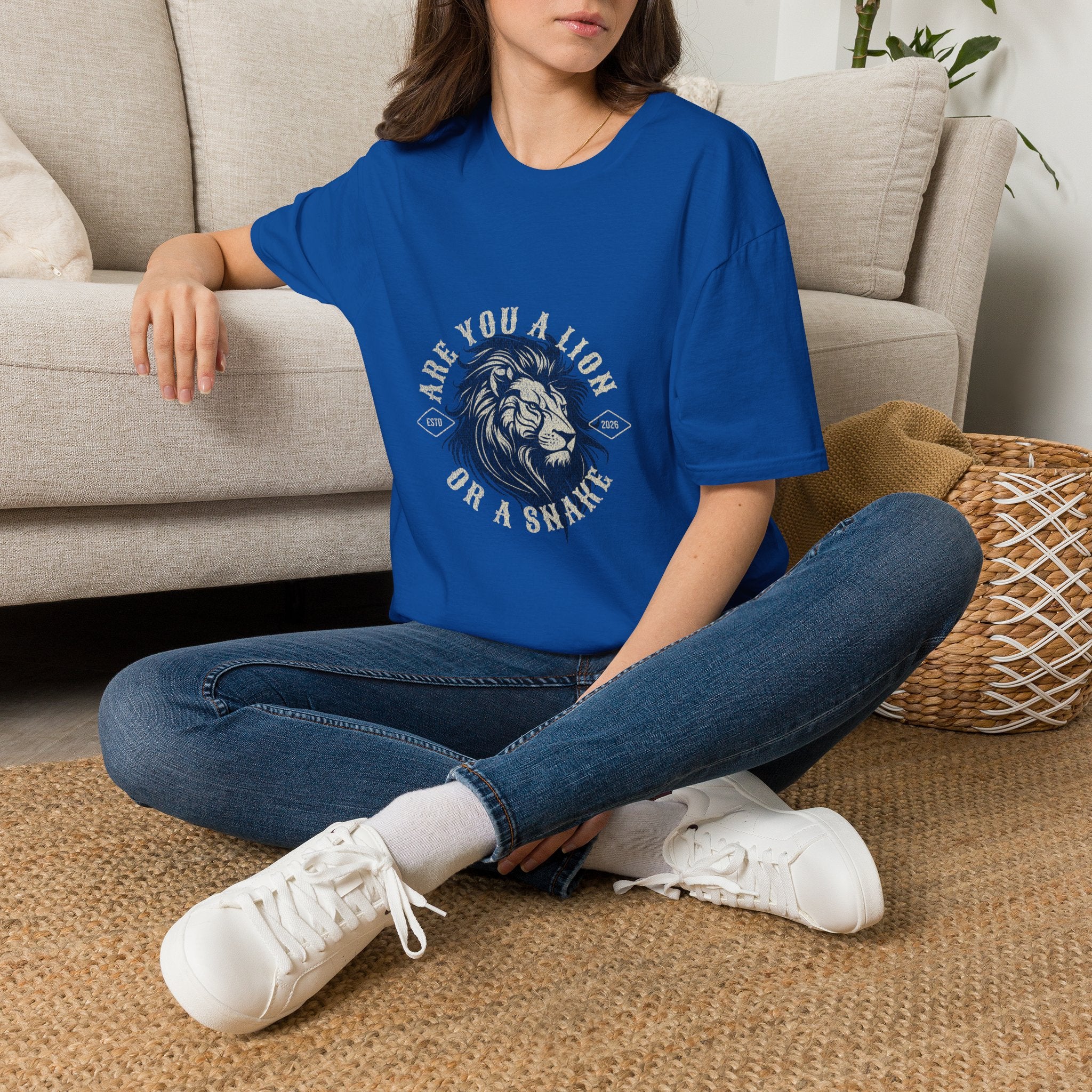 Are You a Lion or a Snake? Graphic Tee — Vintage Lion Emblem T-Shirt