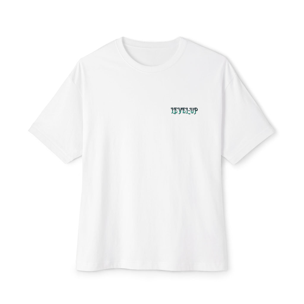 Level-Up Boxy Tee — Vintage Crest Graphic Oversized T-Shirt