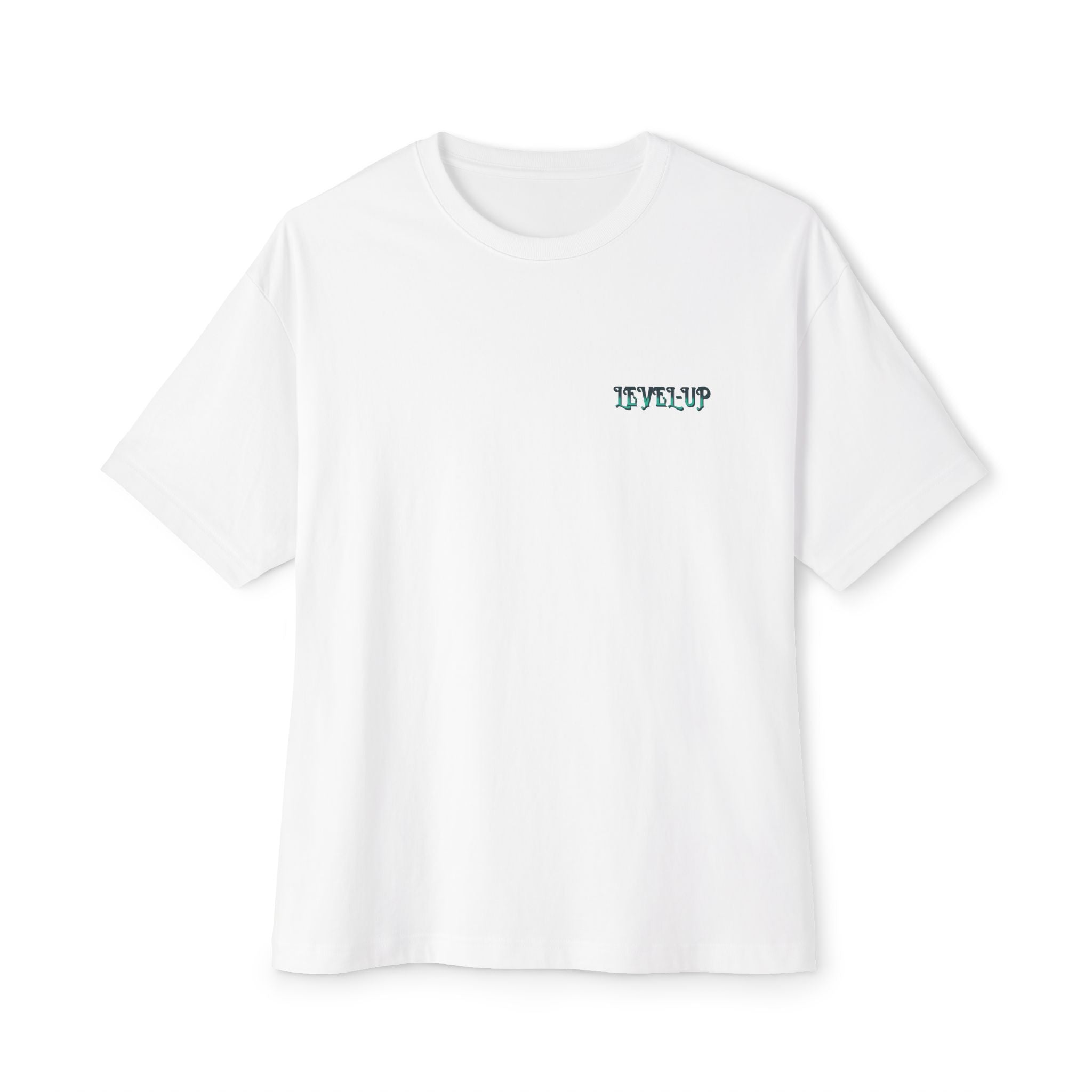 Level-Up Boxy Tee — Vintage Crest Graphic Oversized T-Shirt