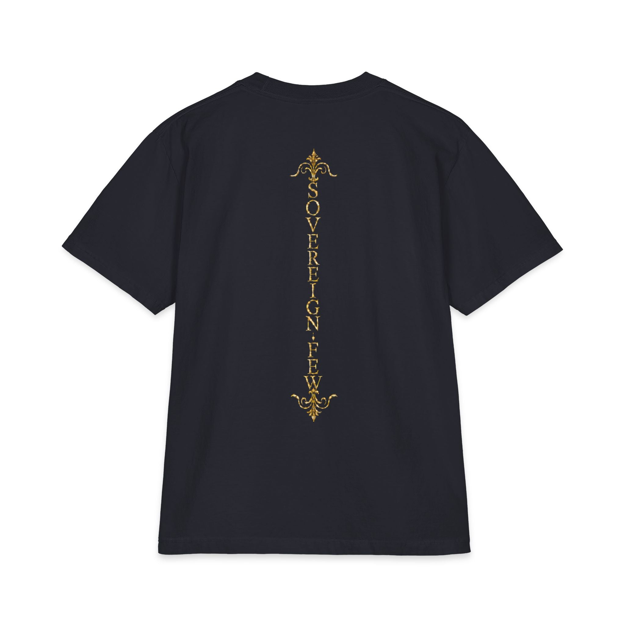 Sovereign Blessings T‑Shirt — Ornate Gold Script Short Sleeve