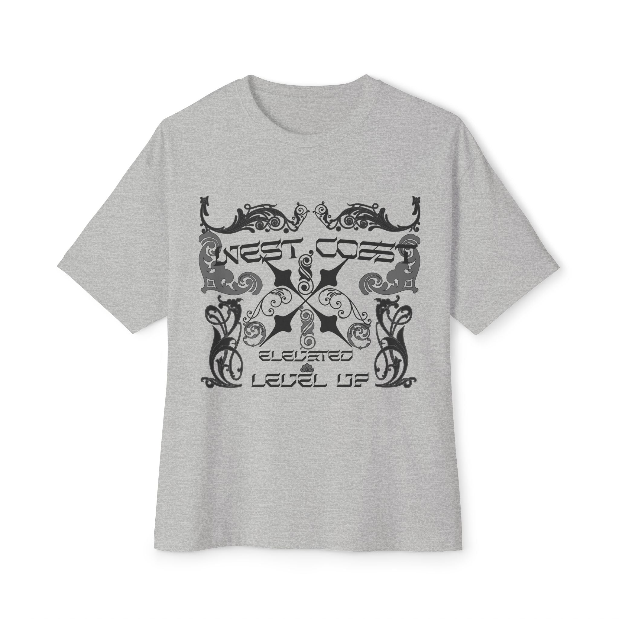 Boxy Tee — Retro Gothic Floral 'Next Level Up' Graphic Shirt