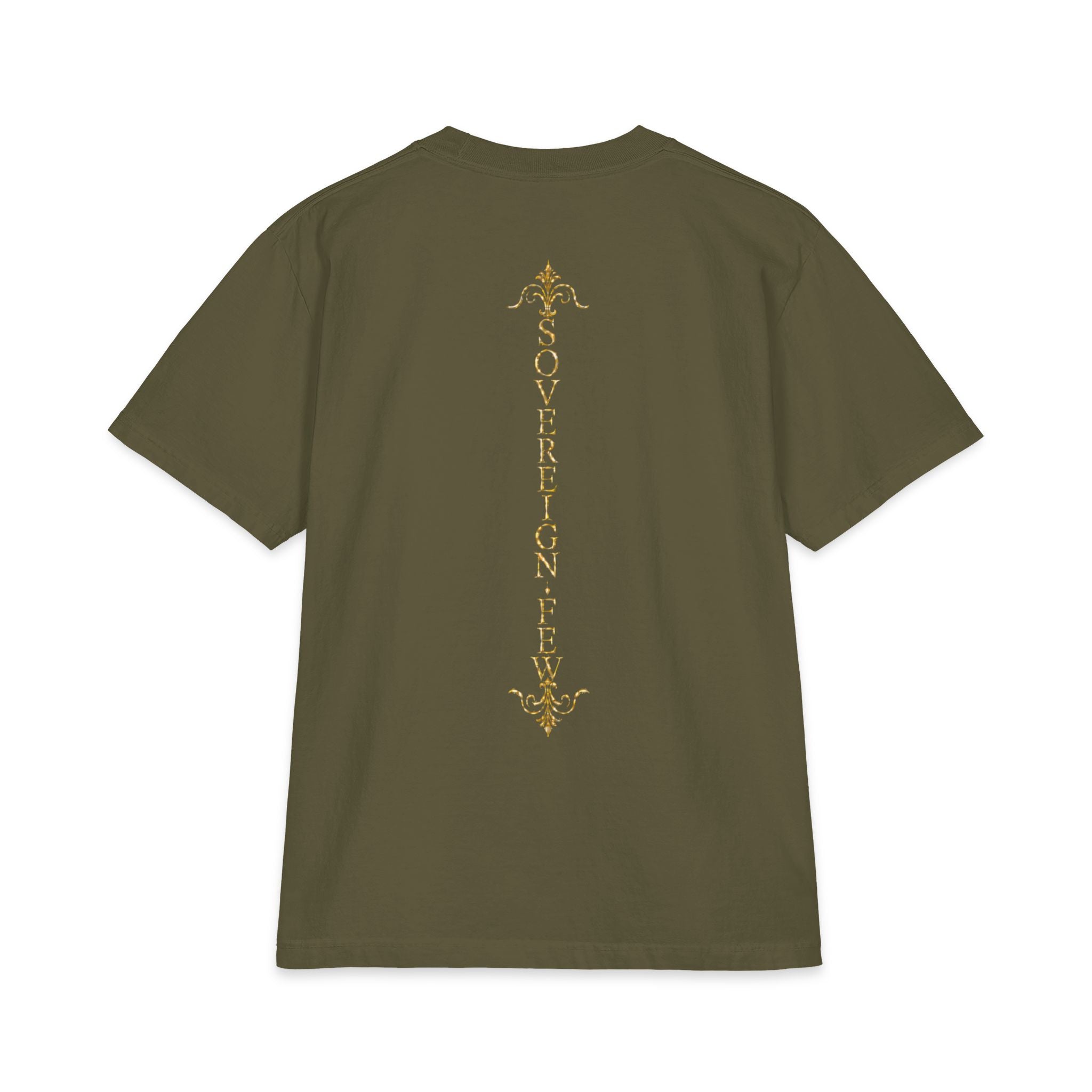 Sovereign Blessings T‑Shirt — Ornate Gold Script Short Sleeve