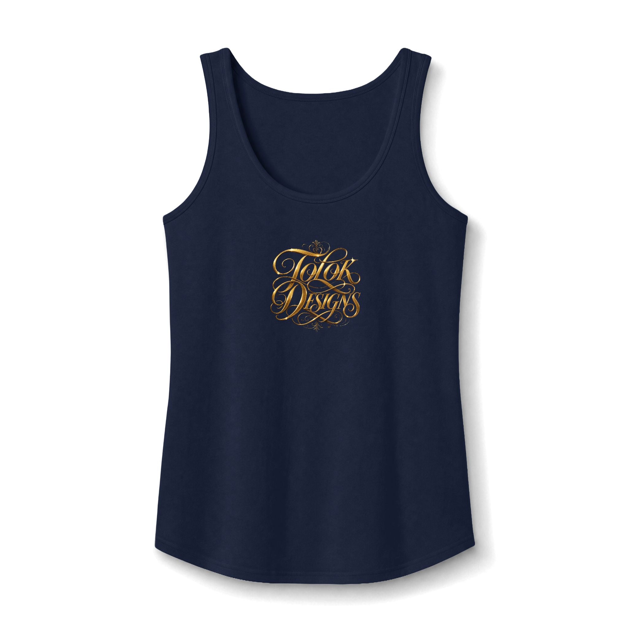 Women's Tank Top — Gold Script "Hot Mess" Small Chest Design