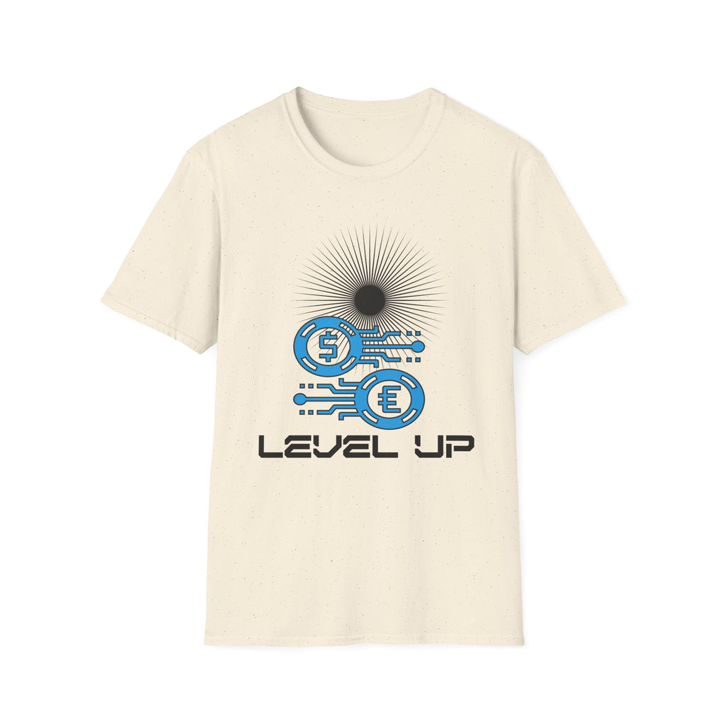 Level Up Gaming T-Shirt — Retro Arcade Coins & Pixel Circuit Design