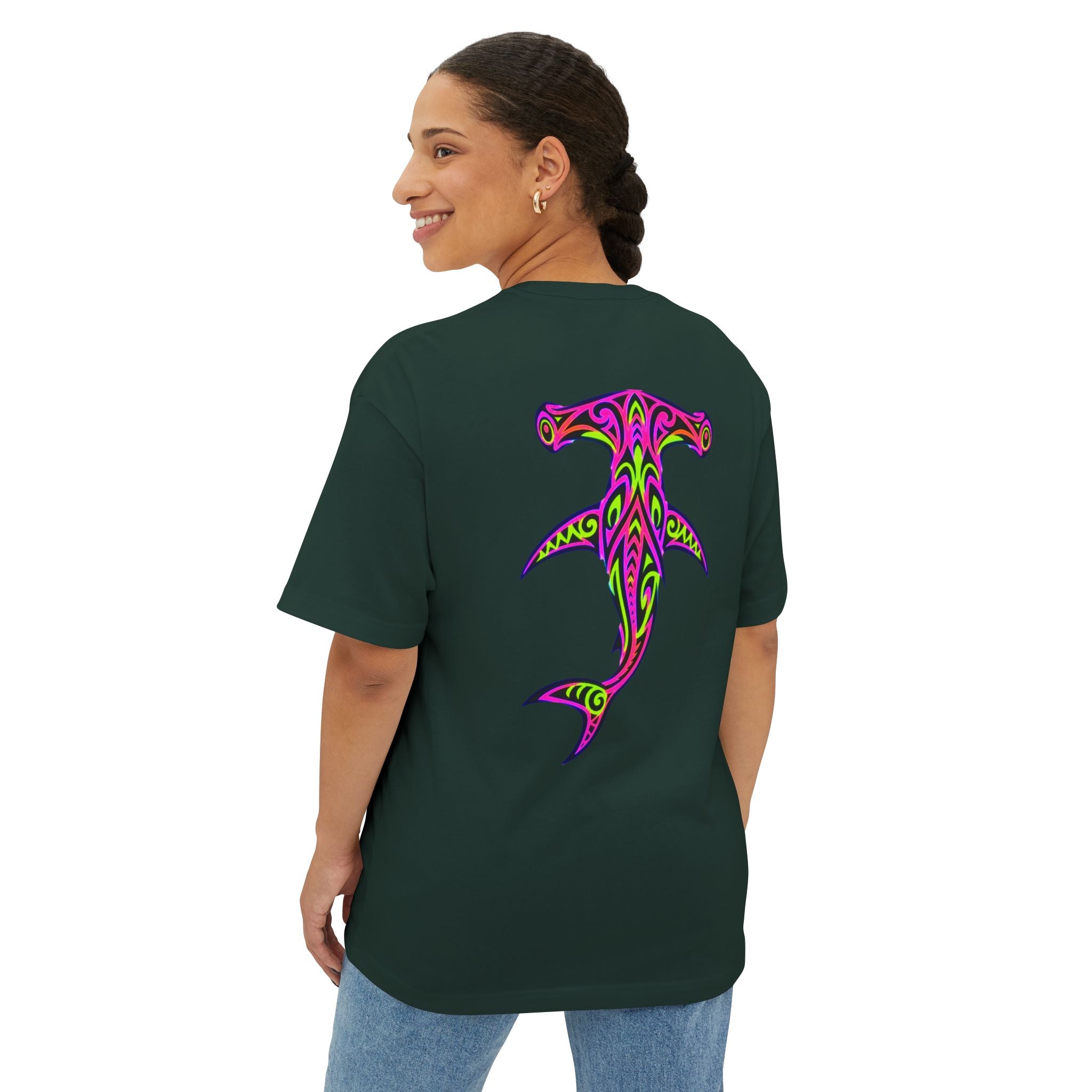 Hammerhead Shark Tee — Tribal Neon Hammerhead Graphic Shirt