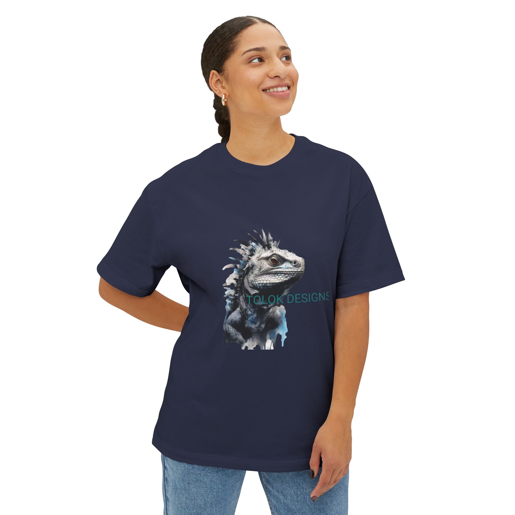 Iguana Portrait Tee — Botanical Watercolor Reptile T-Shirt