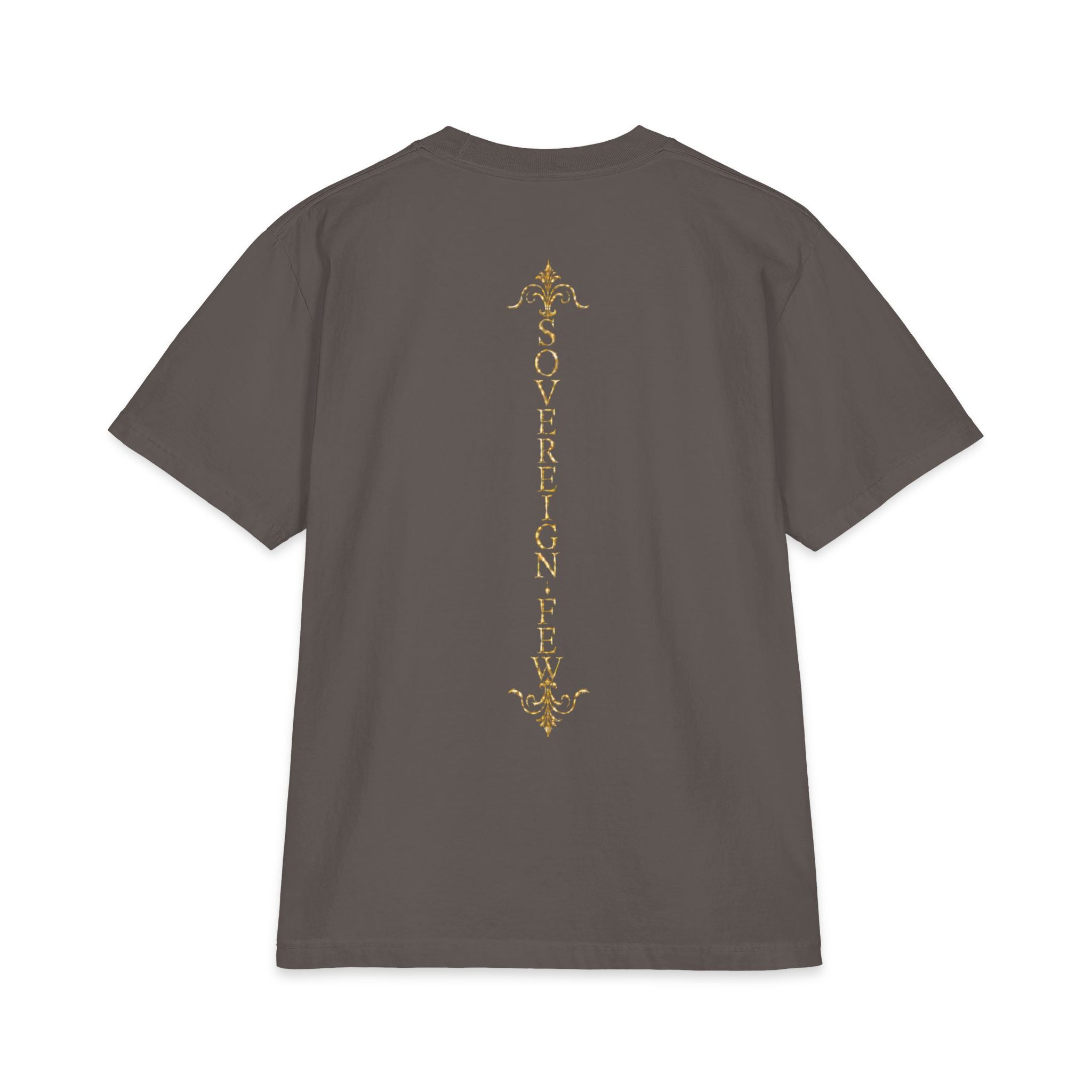 Sovereign Blessings T‑Shirt — Ornate Gold Script Short Sleeve