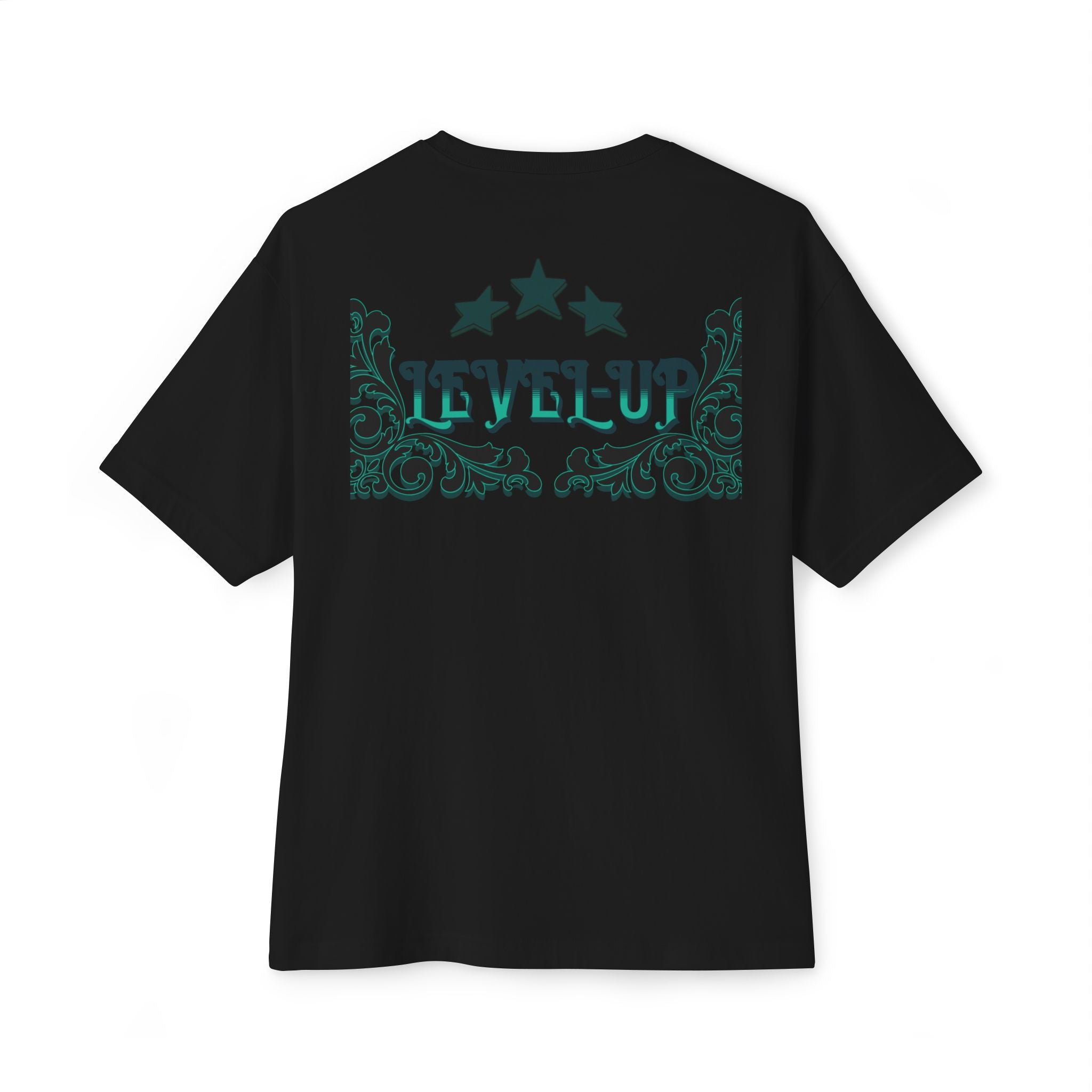 Level-Up Boxy Tee — Vintage Crest Graphic Oversized T-Shirt