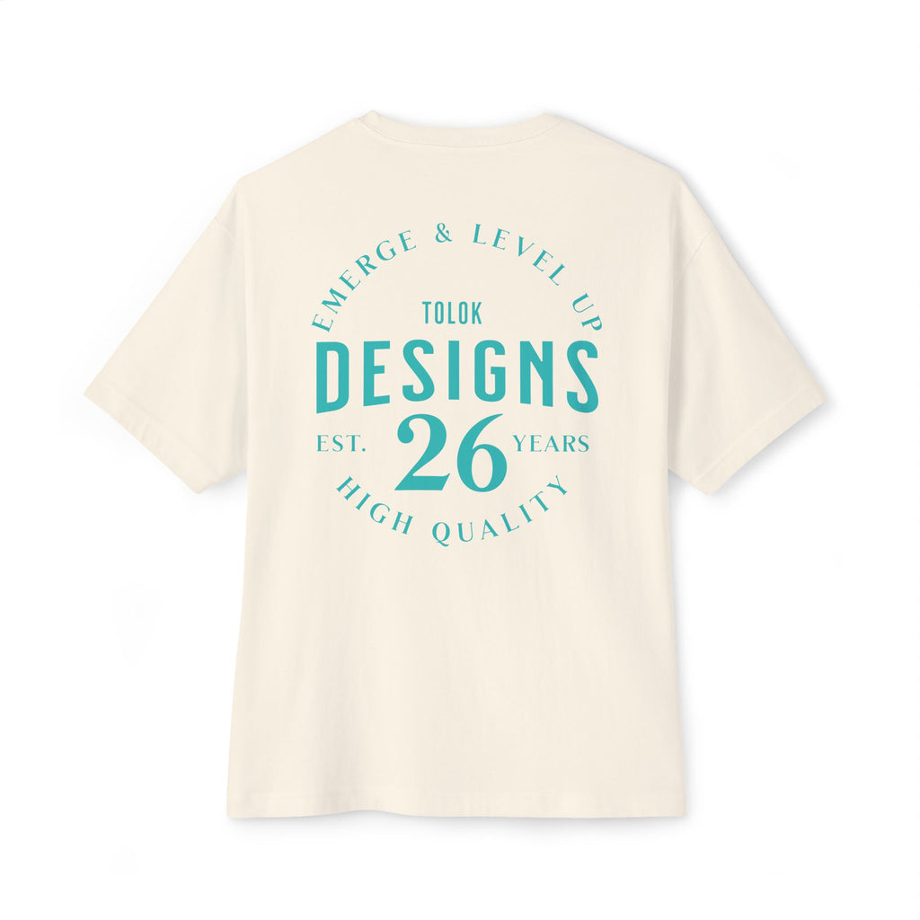 Designs 26 Graphic Tee — Minimal Retro Logo Oversized Boxy T‑Shirt