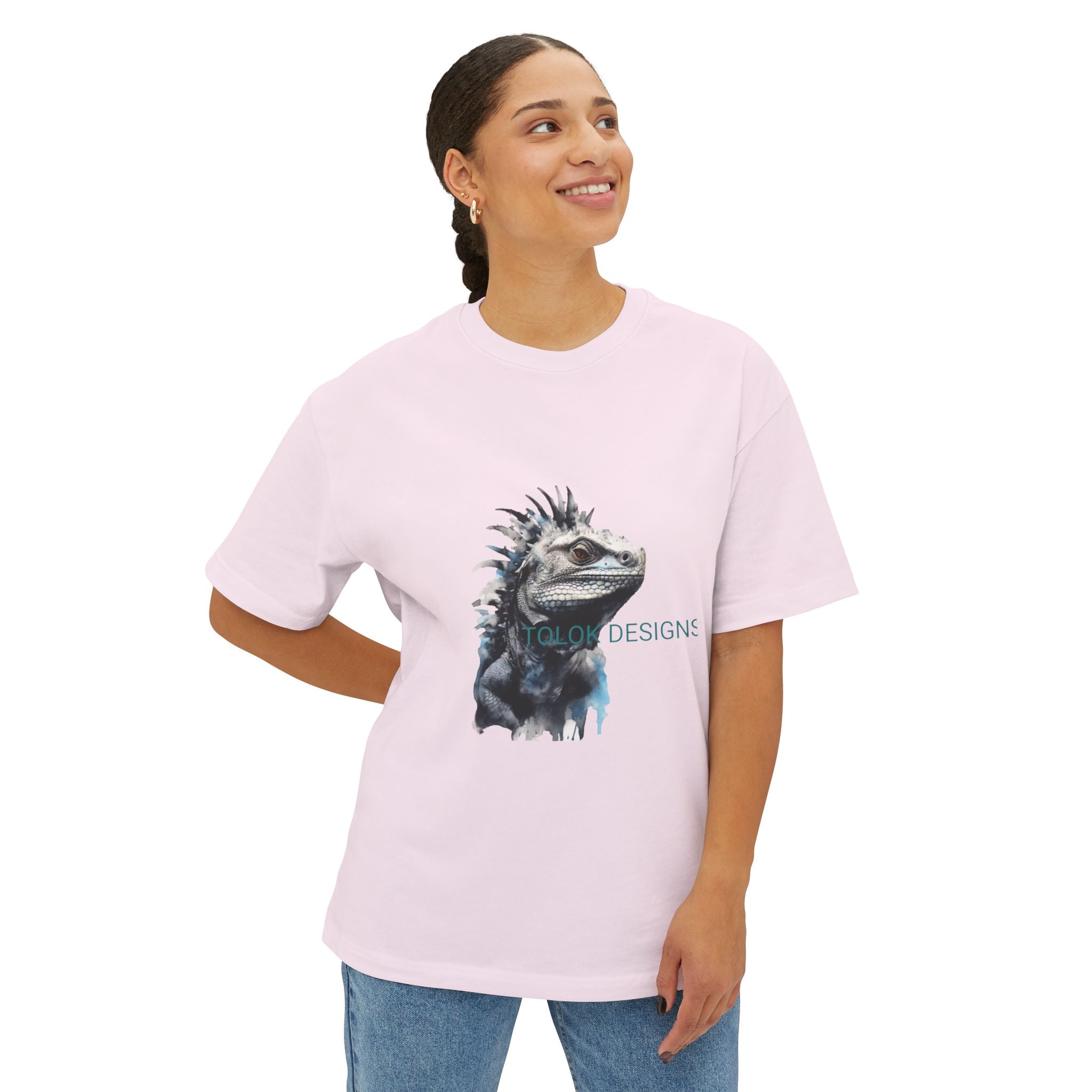 Iguana Portrait Tee — Botanical Watercolor Reptile T-Shirt