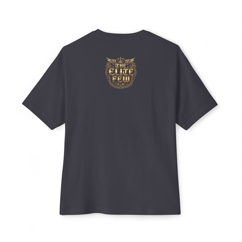 Boxy Tee — Minimal Gold Floral Front & 'Elite Crew' Back Graphic