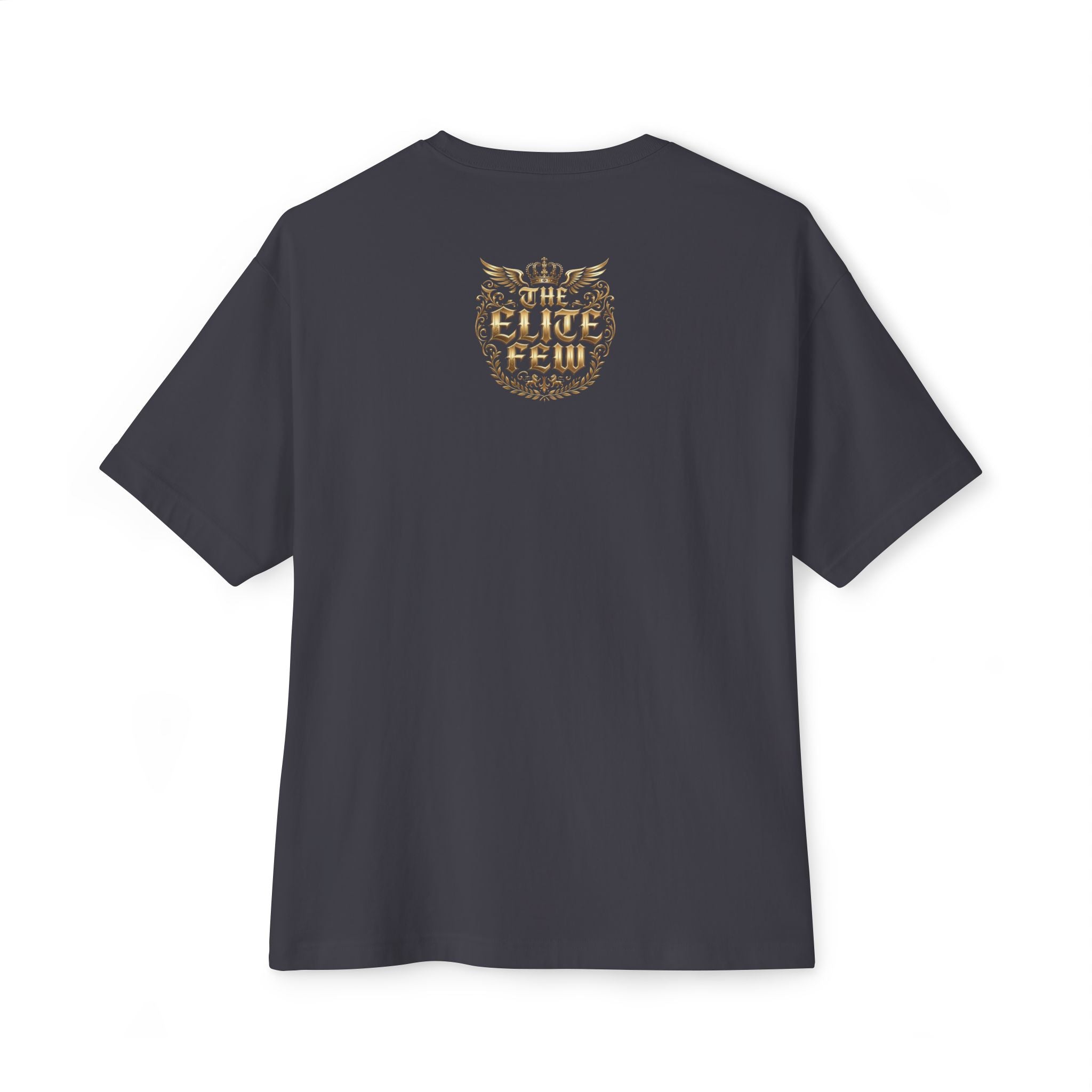 Boxy Tee — Minimal Gold Floral Front & 'Elite Crew' Back Graphic
