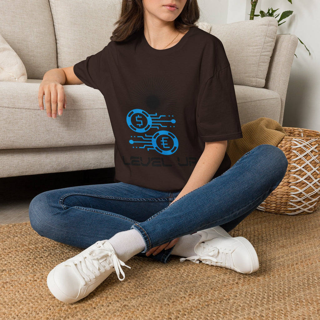 Level Up Gaming T-Shirt — Retro Arcade Coins & Pixel Circuit Design