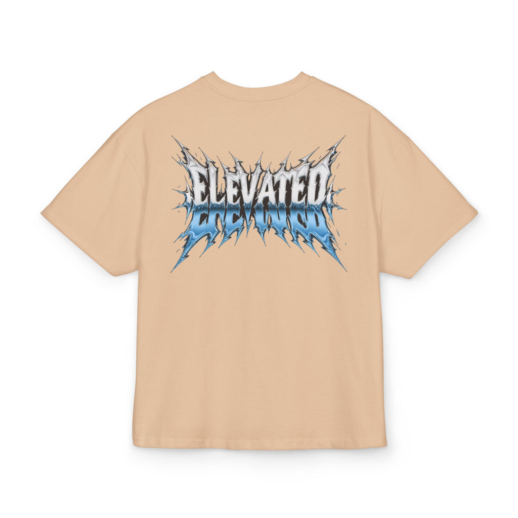Elevated Flame Graphic Tee — "ELEVATED" Blue Flame Logo Boxy T-Shirt