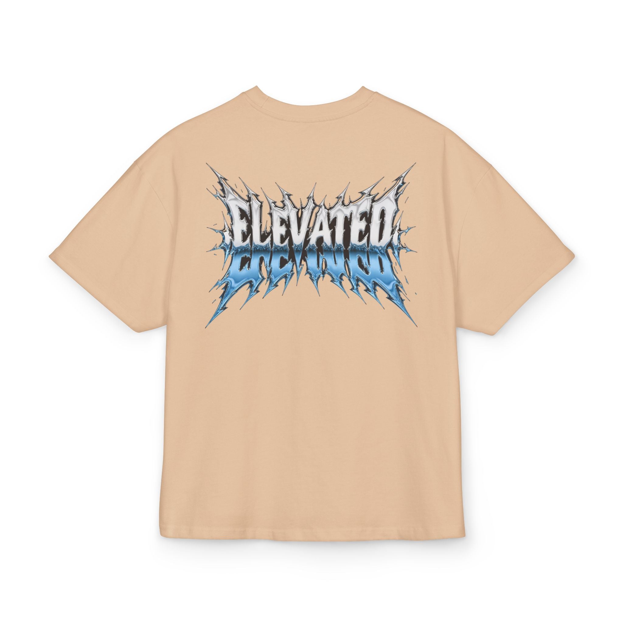 Elevated Flame Graphic Tee — "ELEVATED" Blue Flame Logo Boxy T-Shirt