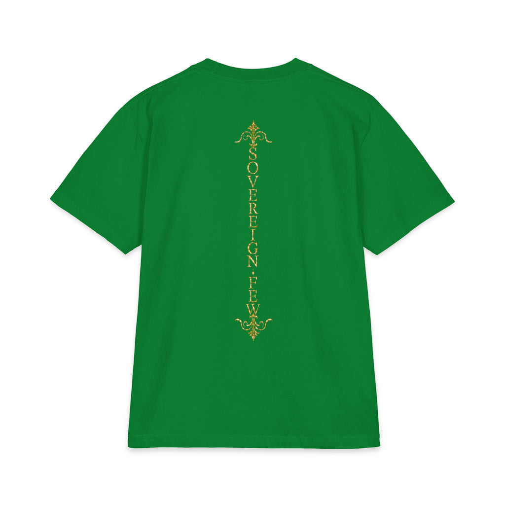 Sovereign Blessings T‑Shirt — Ornate Gold Script Short Sleeve