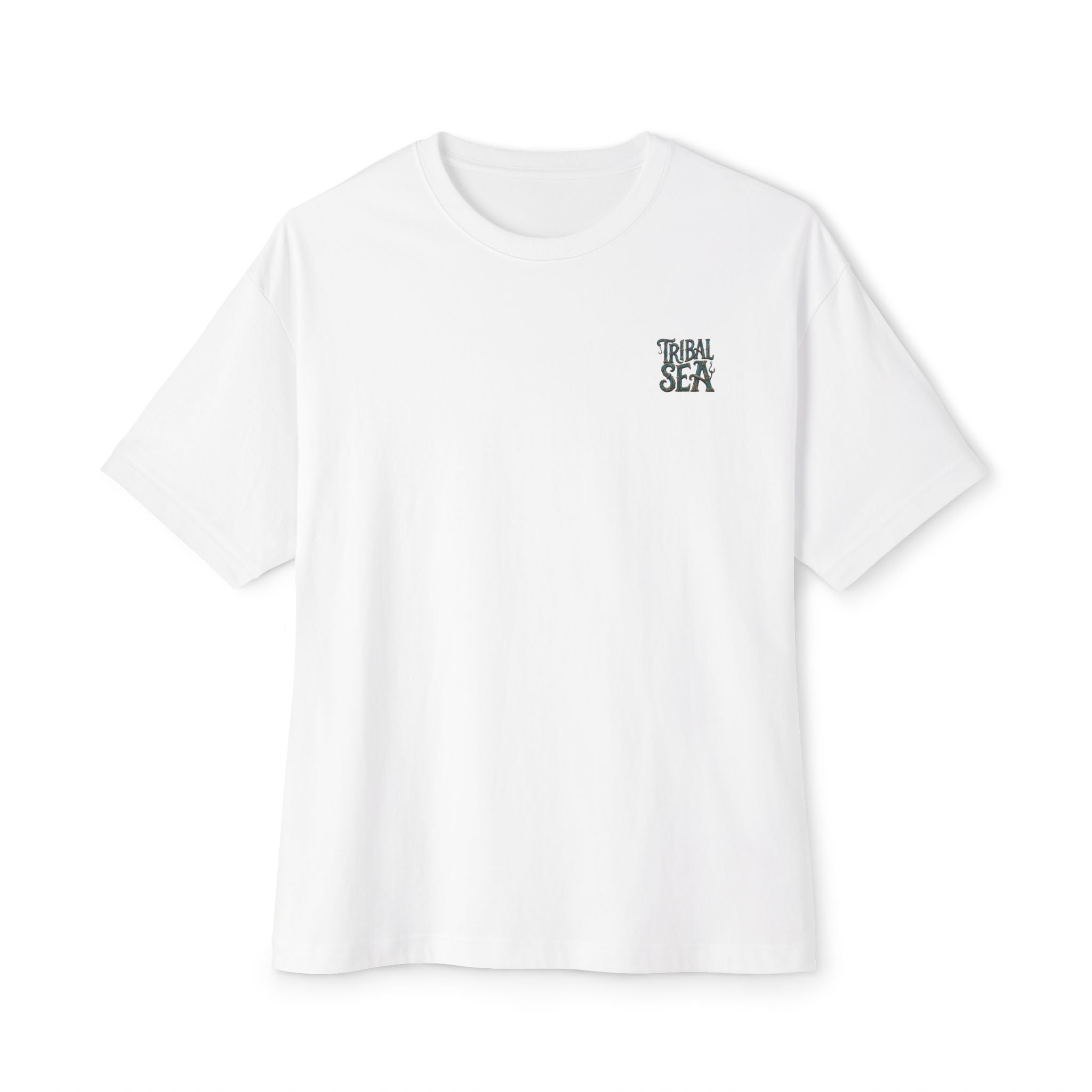 Tribal Sea Boxy Tee — Oversized Graphic T-Shirt with 'Tribal Sea' Back Print