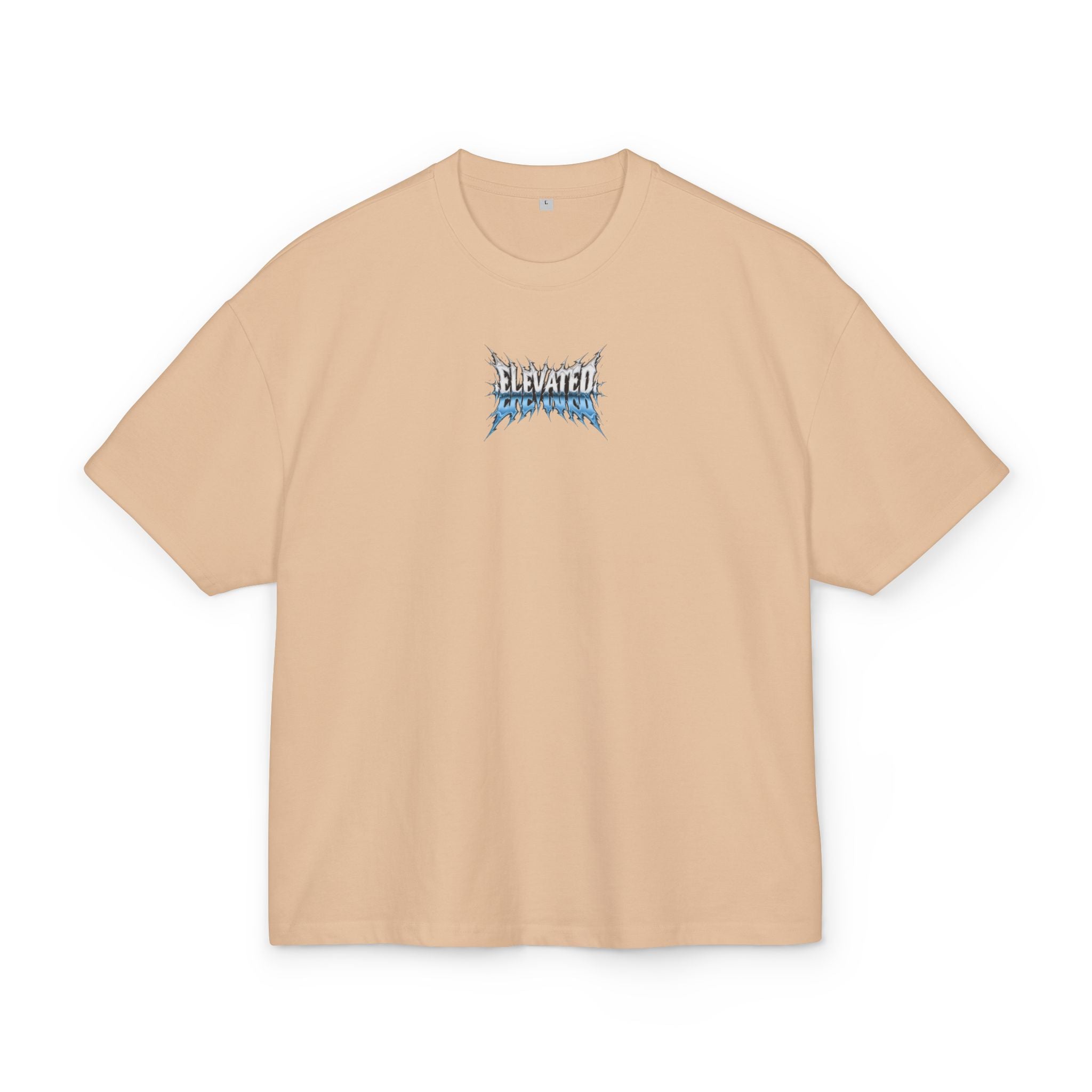 Elevated Flame Graphic Tee — "ELEVATED" Blue Flame Logo Boxy T-Shirt