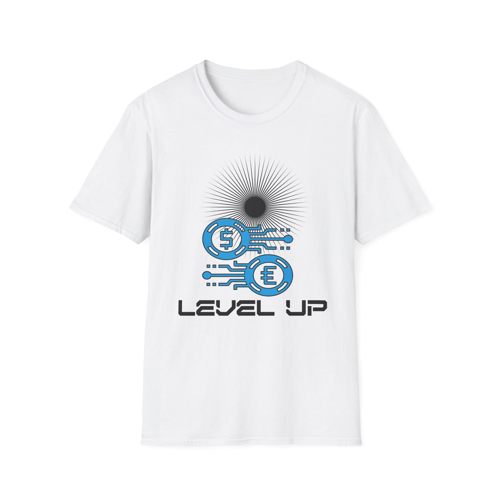 Level Up Gaming T-Shirt — Retro Arcade Coins & Pixel Circuit Design