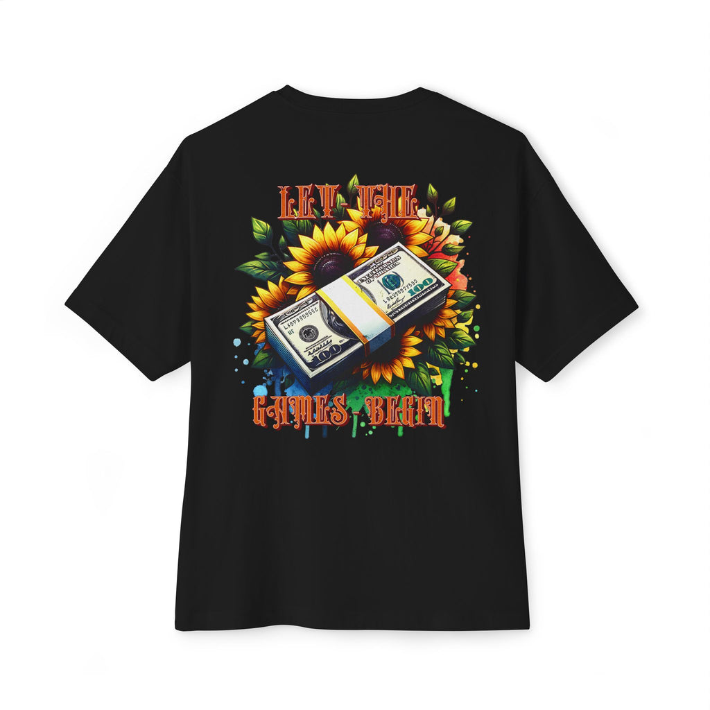 Money & Sunflowers Graphic Tee — "Let the Money Bloom" Oversized Boxy T‑Shirt