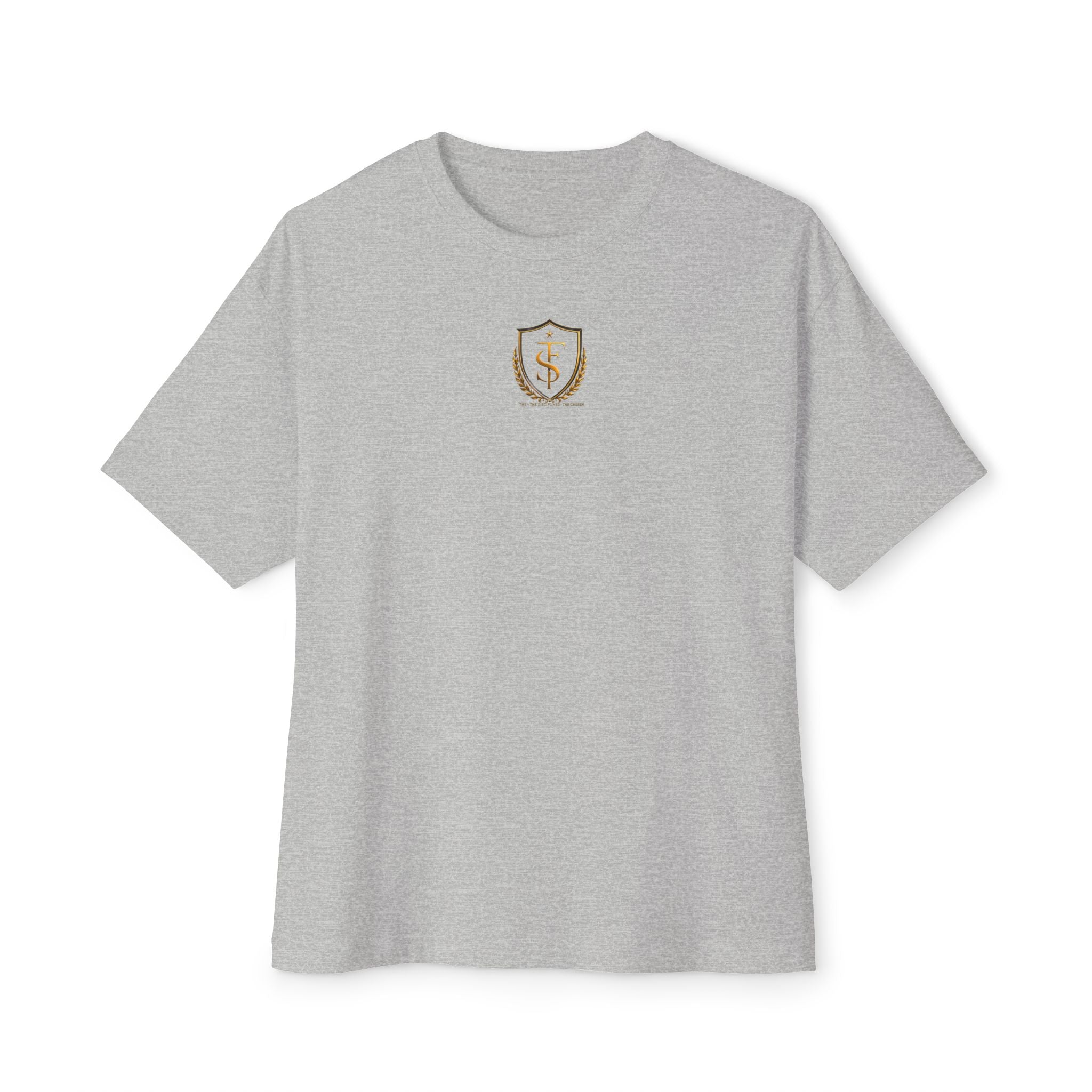 Bold Few Crest Tee — Minimalist White Oversized Shirt with Crown Logo