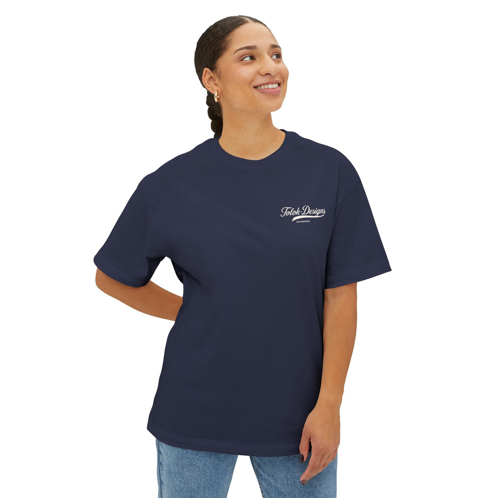 Boxy Tee — Minimal Script Chest Logo Black T‑Shirt