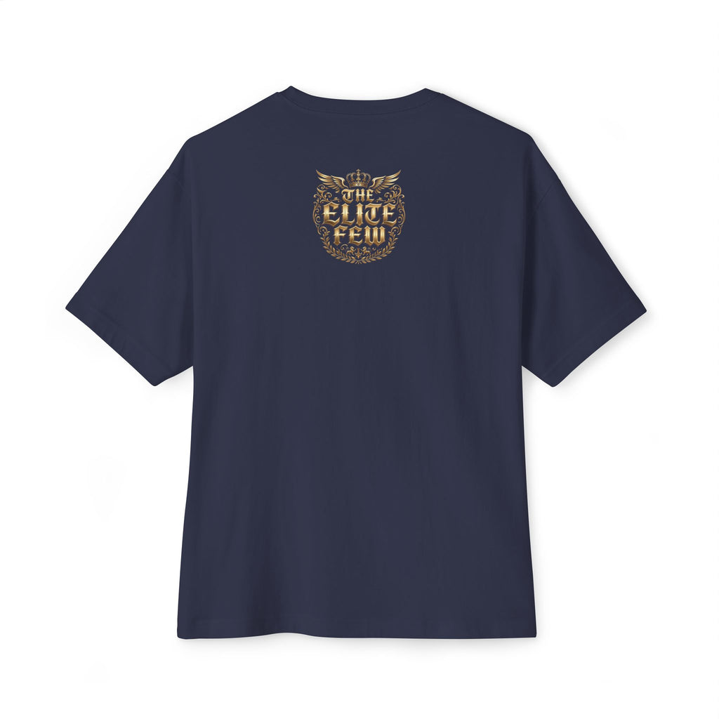 Boxy Tee — Minimal Gold Floral Front & 'Elite Crew' Back Graphic