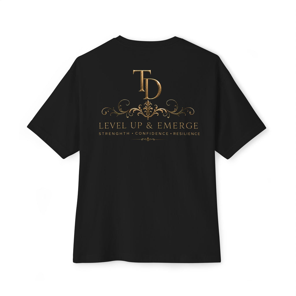 Boxy Tee — Elegant Monogram 'TD' Logo Oversized White T‑Shirt