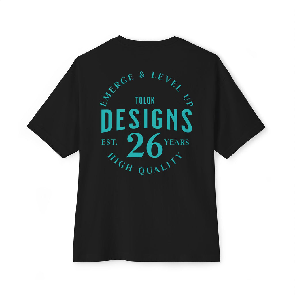 Designs 26 Graphic Tee — Minimal Retro Logo Oversized Boxy T‑Shirt