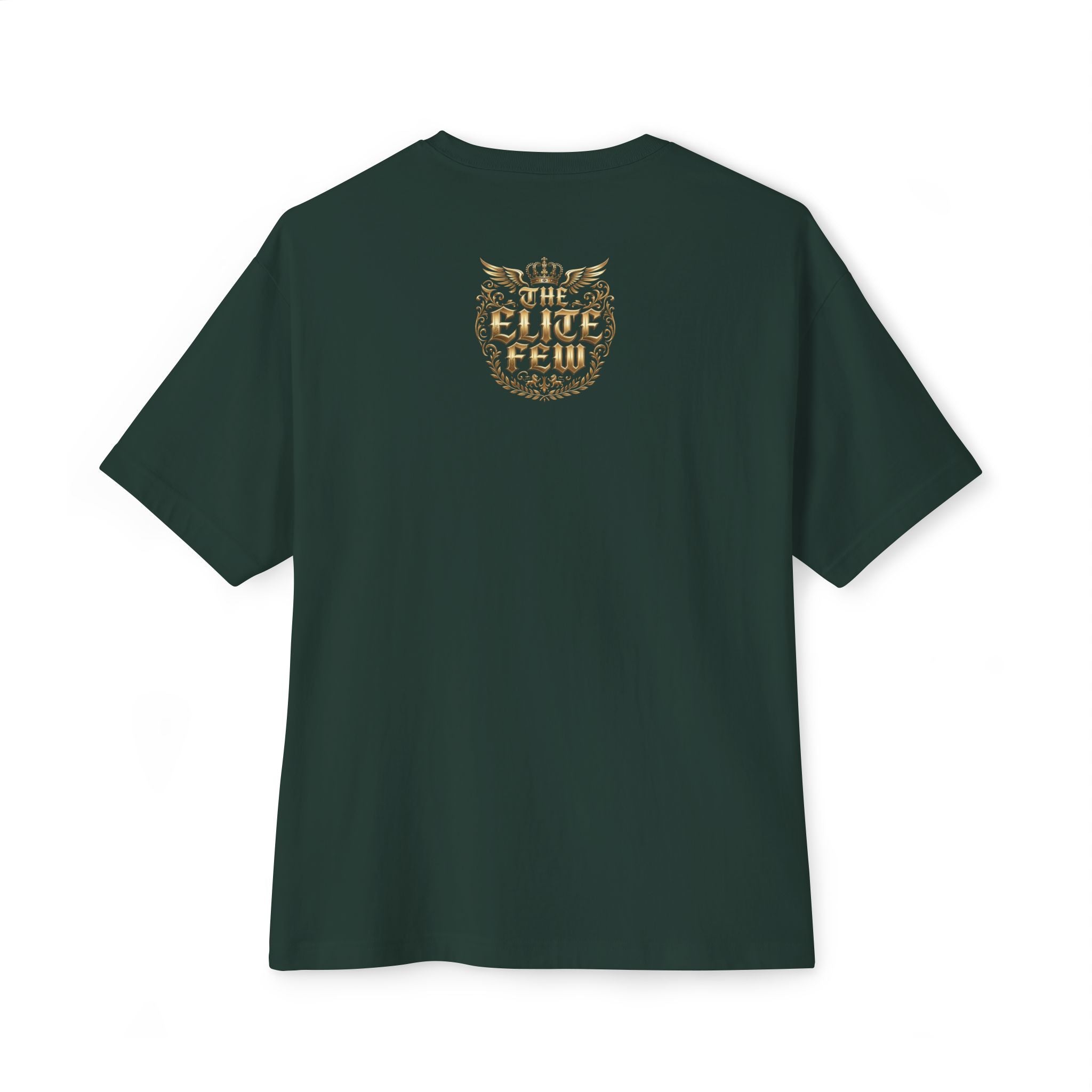Boxy Tee — Minimal Gold Floral Front & 'Elite Crew' Back Graphic
