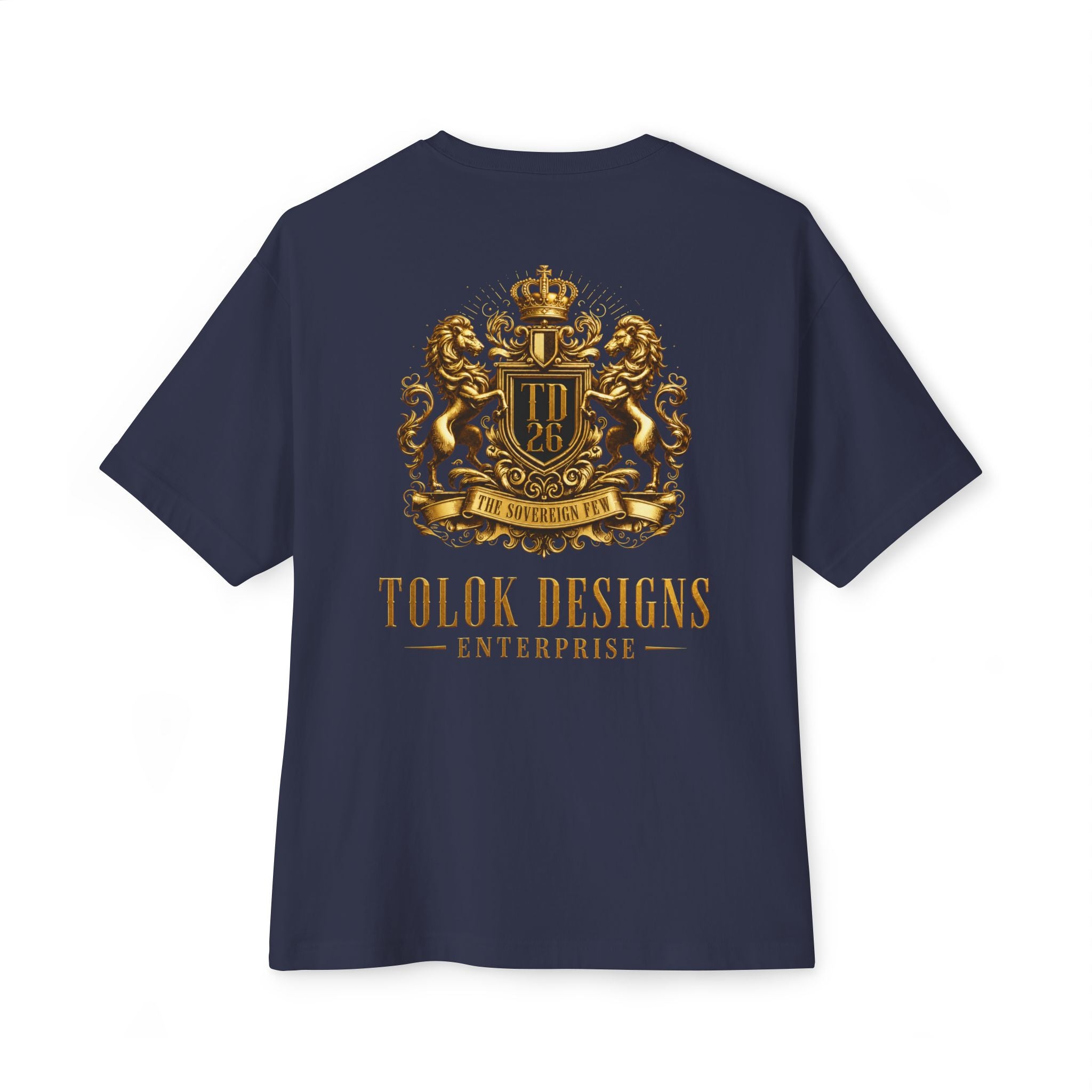 Minimalist 'Lucky Coin' Oversized Tee — Small Gold Coin Graphic Chest Print