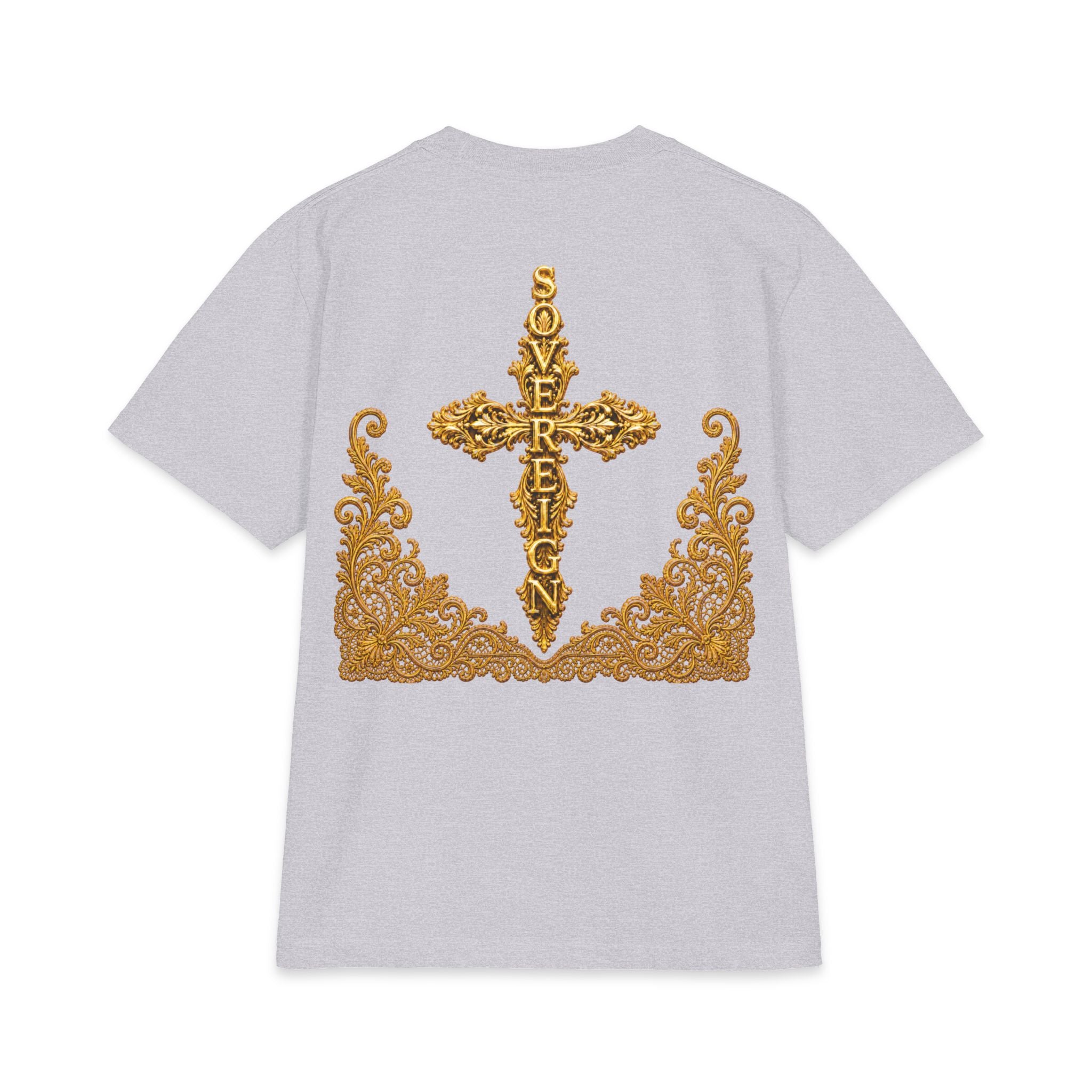 Sovereign Gold Cross T‑Shirt — Ornate Religious Graphic Tee