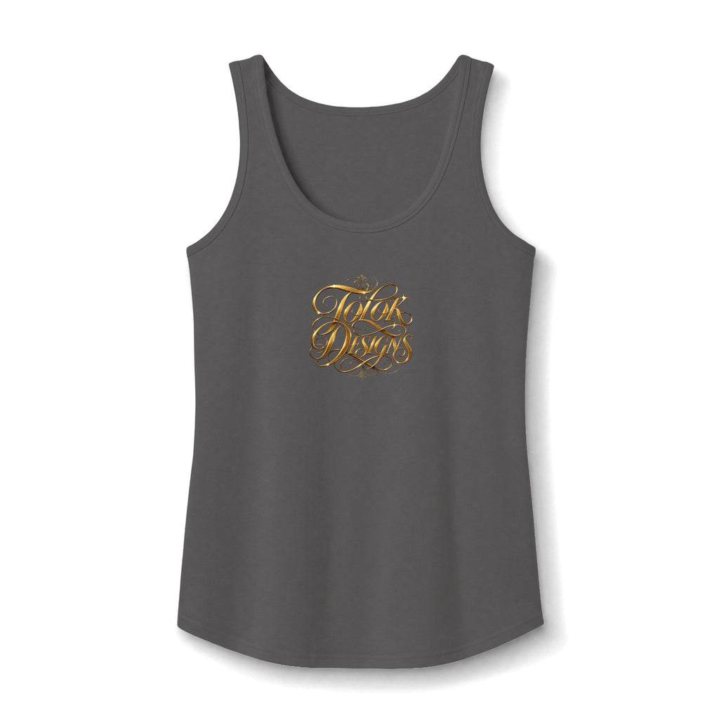Women's Tank Top — Gold Script "Hot Mess" Small Chest Design