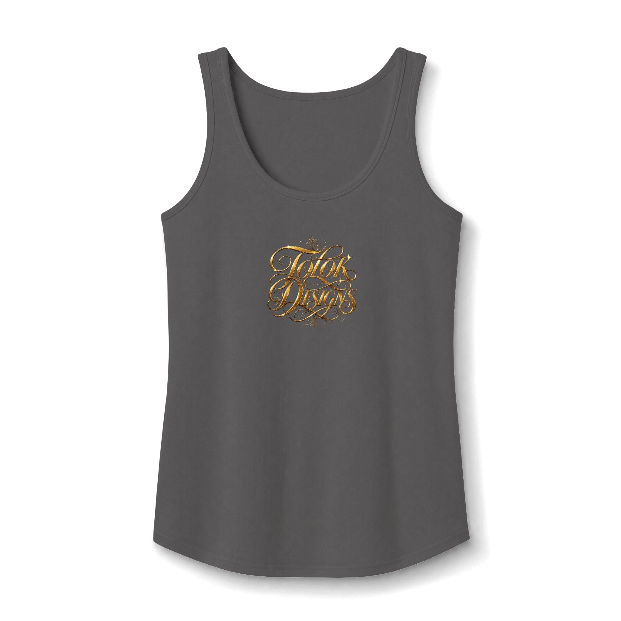 Women's Tank Top — Gold Script "Hot Mess" Small Chest Design