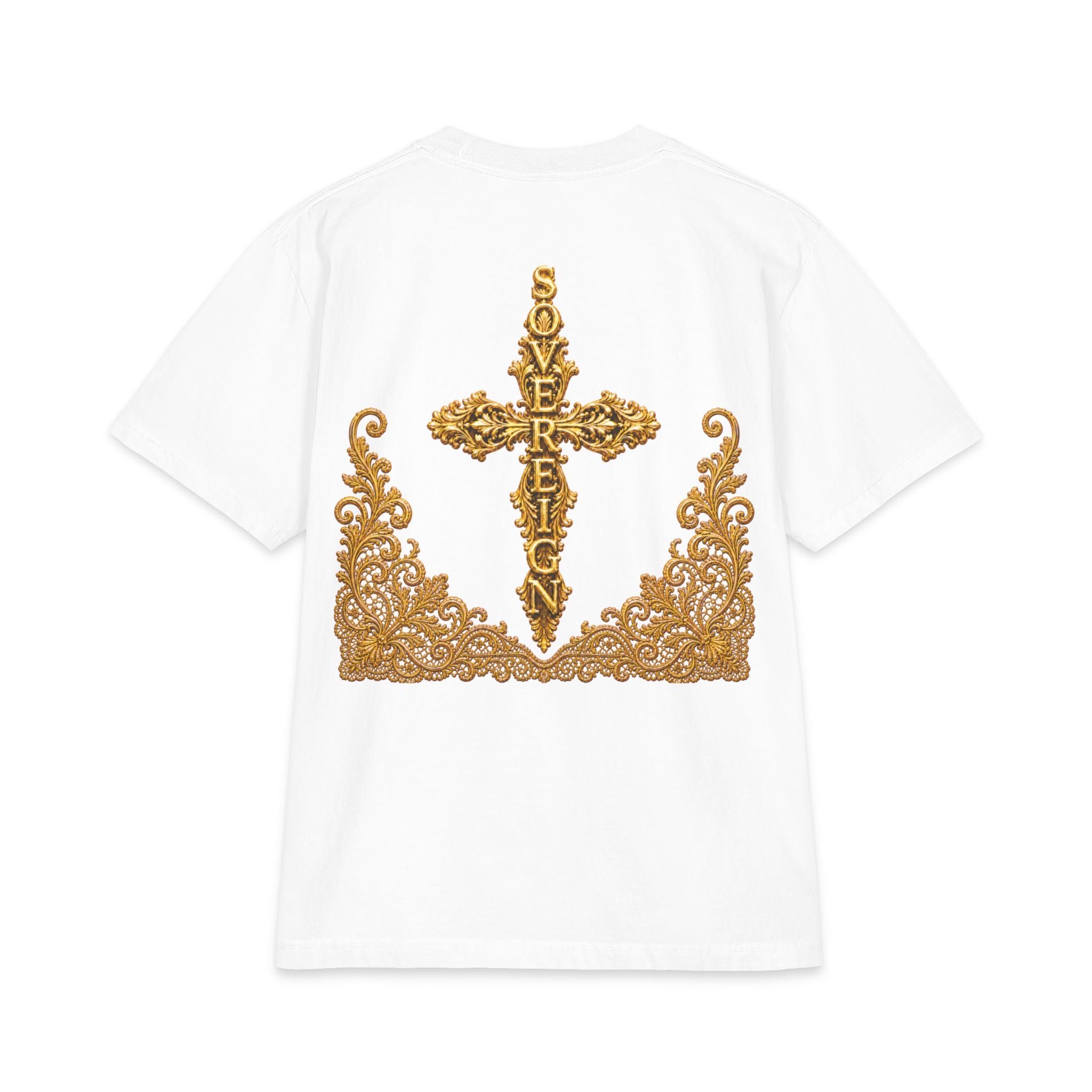 Sovereign Gold Cross T‑Shirt — Ornate Religious Graphic Tee