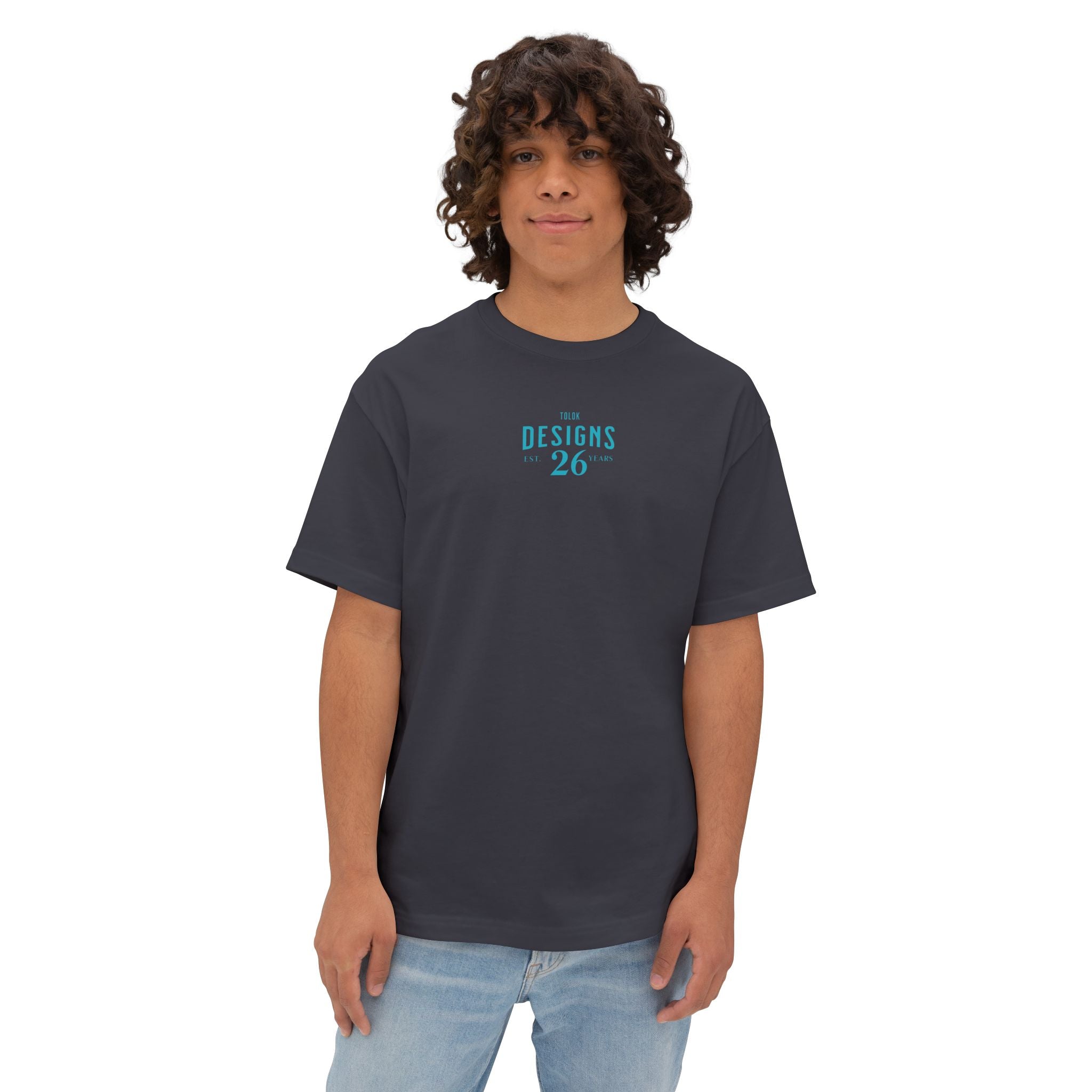 Designs 26 Graphic Tee — Minimal Retro Logo Oversized Boxy T‑Shirt